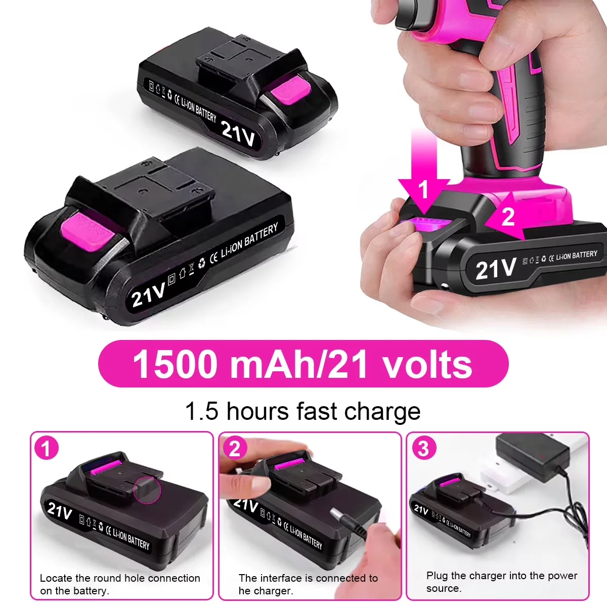 Drills Driver Quality with Battery, LED, 21V Cordless Power Drill Set - Traditional Style Model DCD120