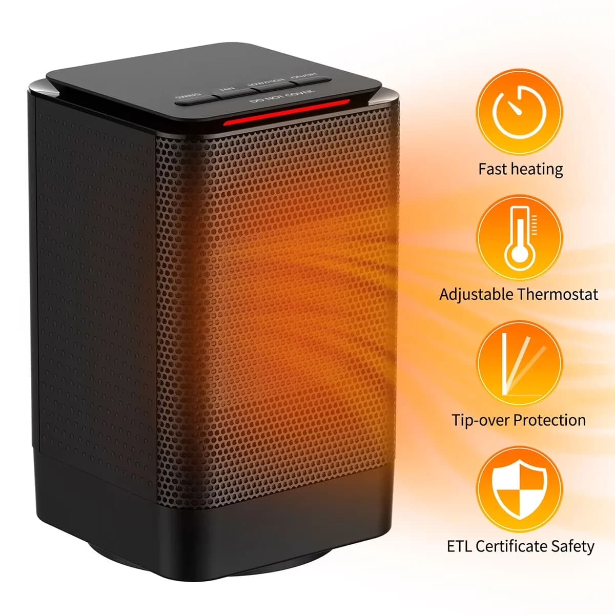 Modern Portable And Electric Space Heater with 950W, Automatic Shutoff - Black Model B0C8DD