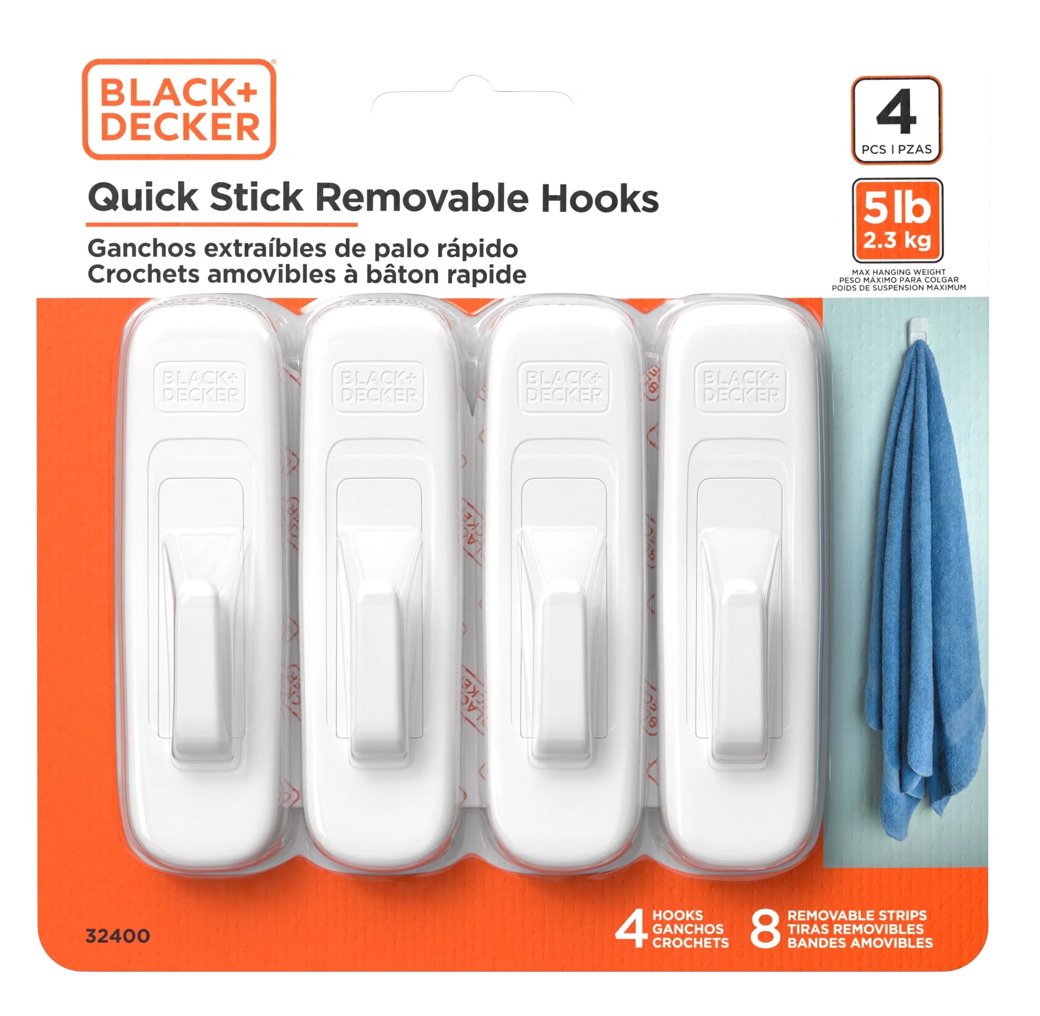 Modern Damage-Free Hanging with Easy Installation, Easy Care, Detachable - White Plastic Model DF885D