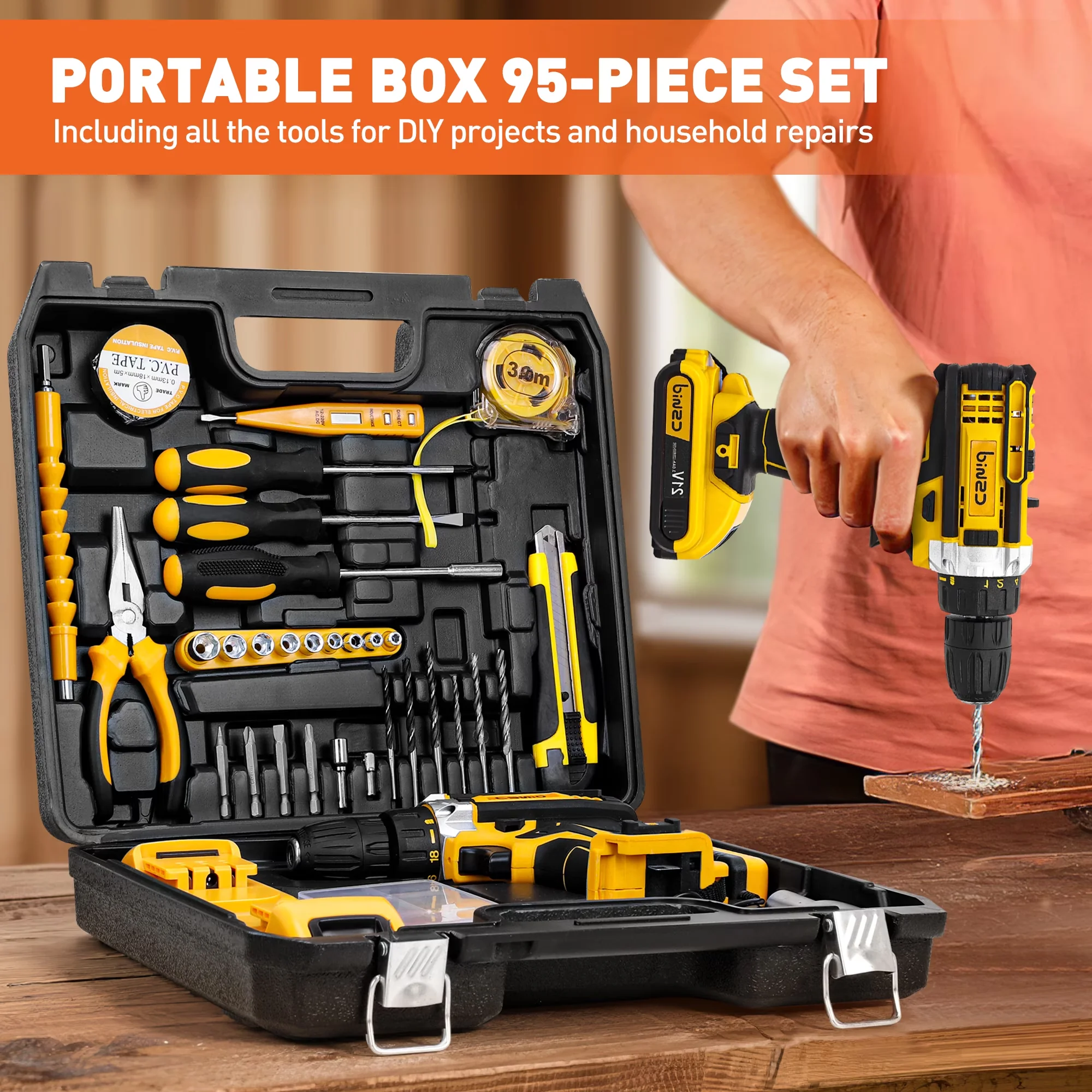 Power Tool Premium with Battery, 21V, Set - Yellow - Standard Series Model 8CDA95