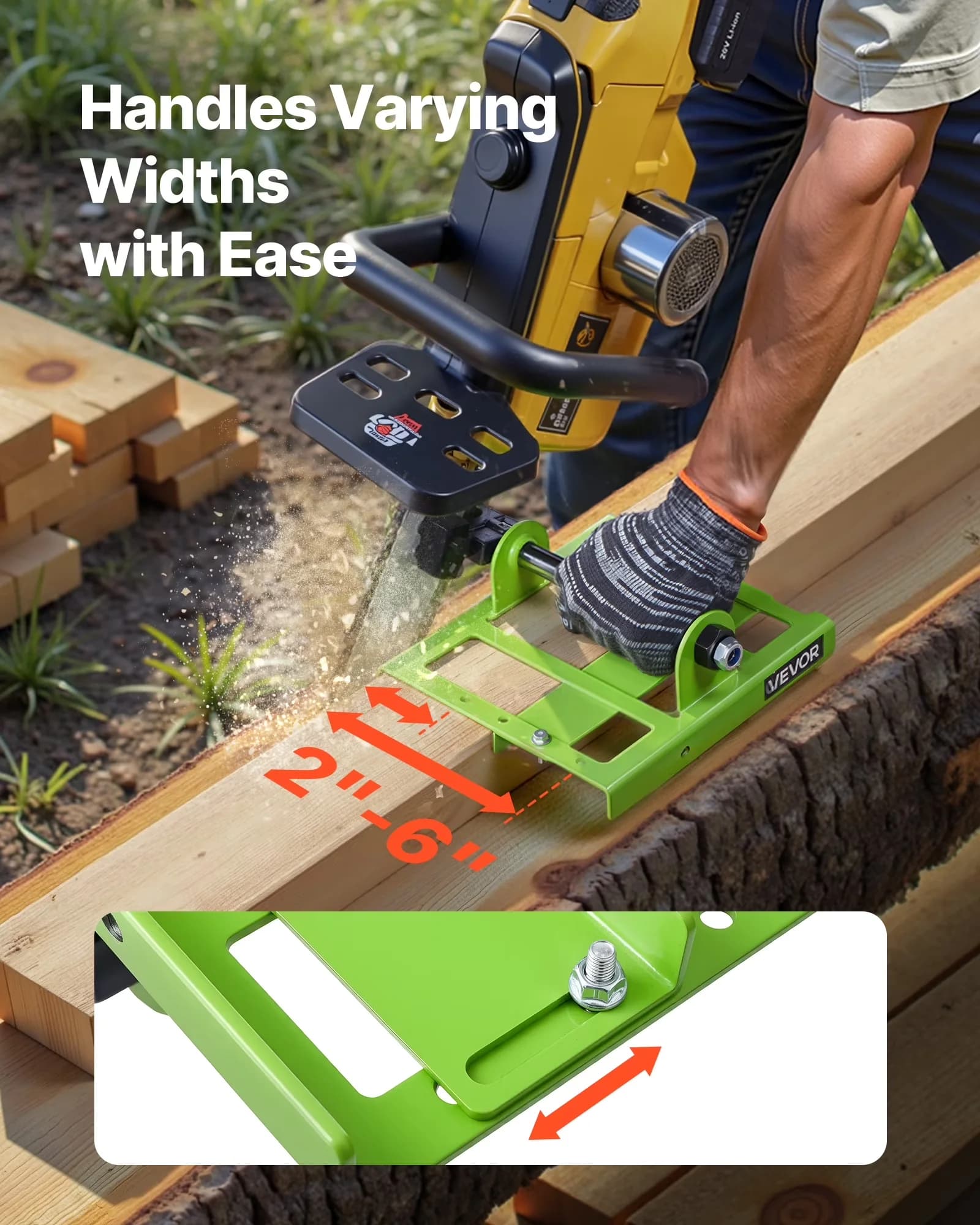 Modern Chainsaw with Portable Timber Attachment, Mill, Adjustable 2-6 in Width - Green Model C8306C