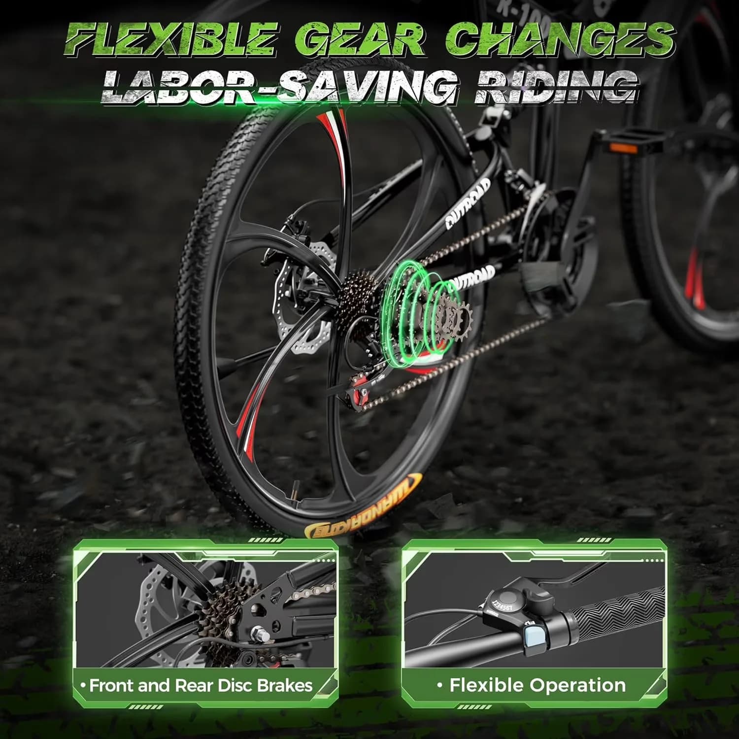 Modern Mountain Bike with Adjustable Speed, Adjustable Seat Height, 26 inch Folding - Model 4ACE65