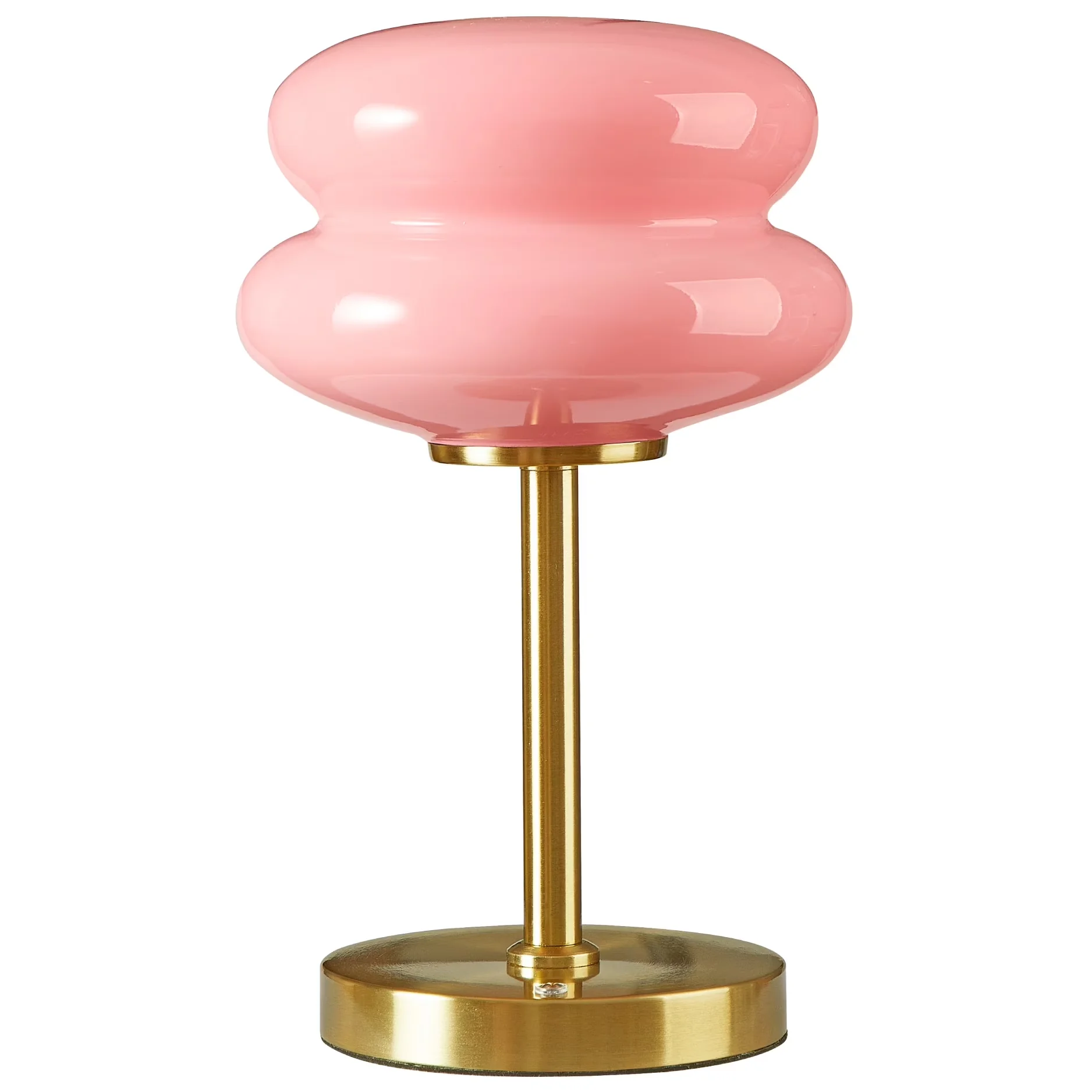 Essential Lamp with LED, Battery, Pink Double Bubble Glass Table - Pink Iron Model 5603E0