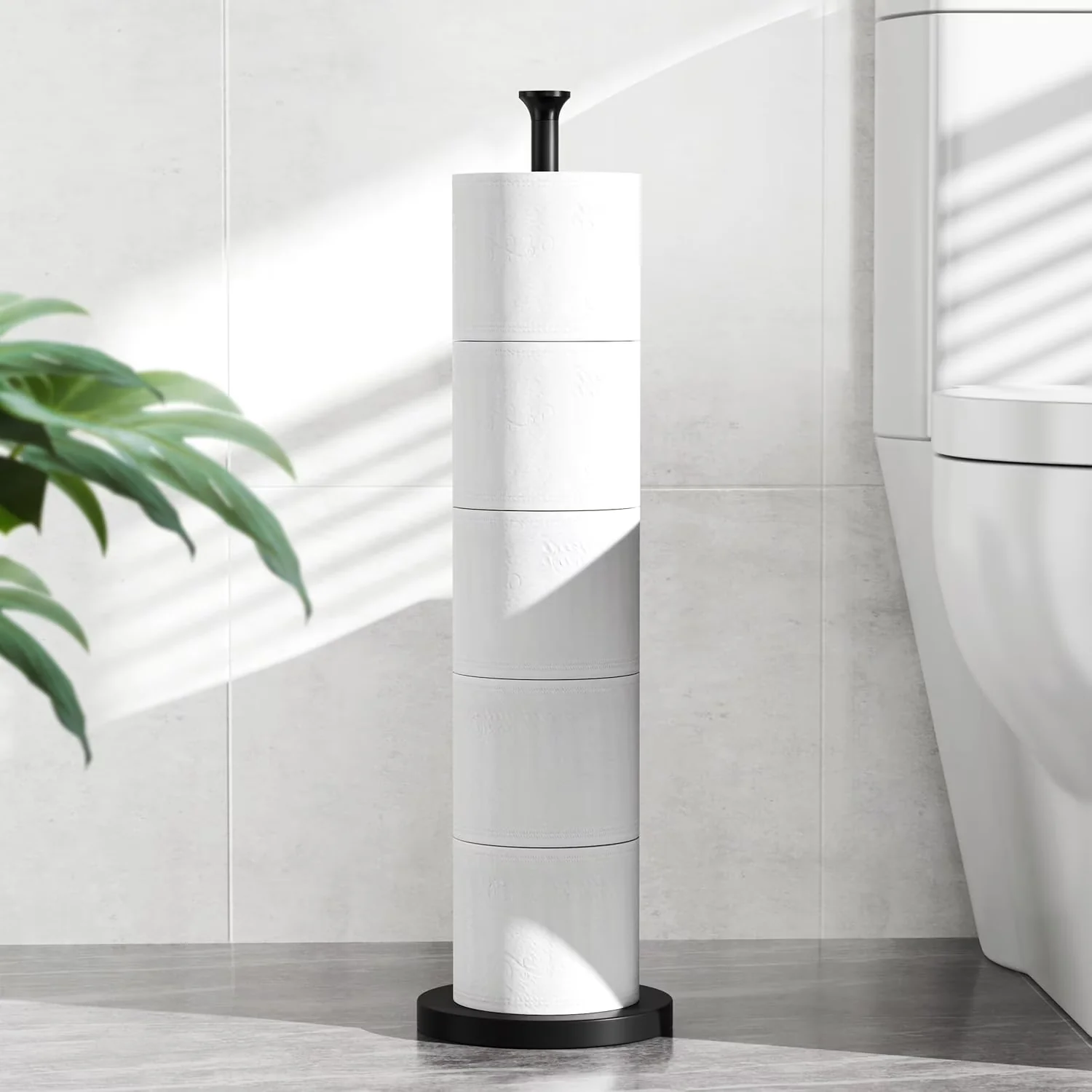 Stylish Plumbing with Modern, Free Standing Tissue Extender, Reserve Function - Stainless Steel for Bathroom Model 5D4F0E