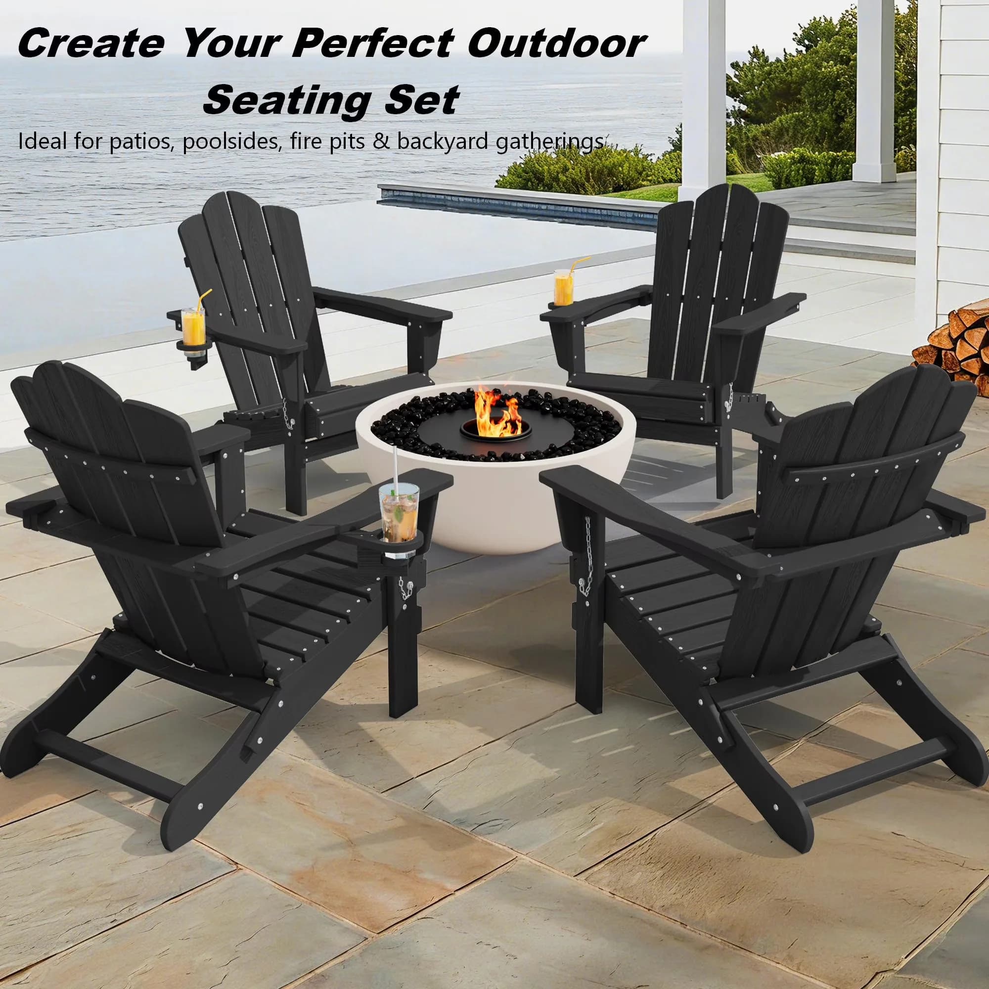 Versatile Patio Chair with Weather-Resistant, Waterproof, Outdoor Folding Adirondack - Hdpe Model 60B366