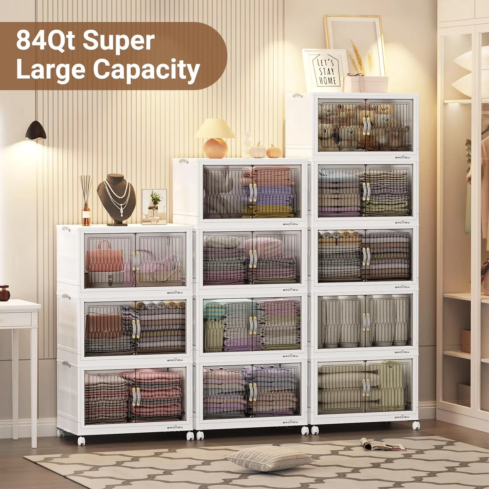 Garage Storage Supply Classic with Rolling, Plastic Closet Organizers and Drawer, Lid - Polypropylene White Model 782B7C