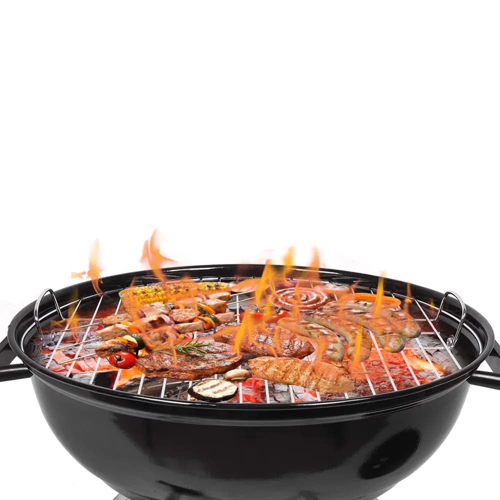 Sleek Charcoal Grill with Rust Resistant - Black Stainless Steel 18 inches Model 63E85F
