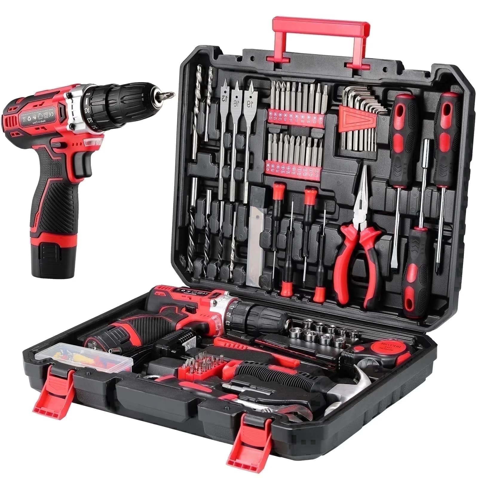 Drills Driver Modern with Battery, 12V, 12V Cordless Drill Tool set - Red Model A18EBB