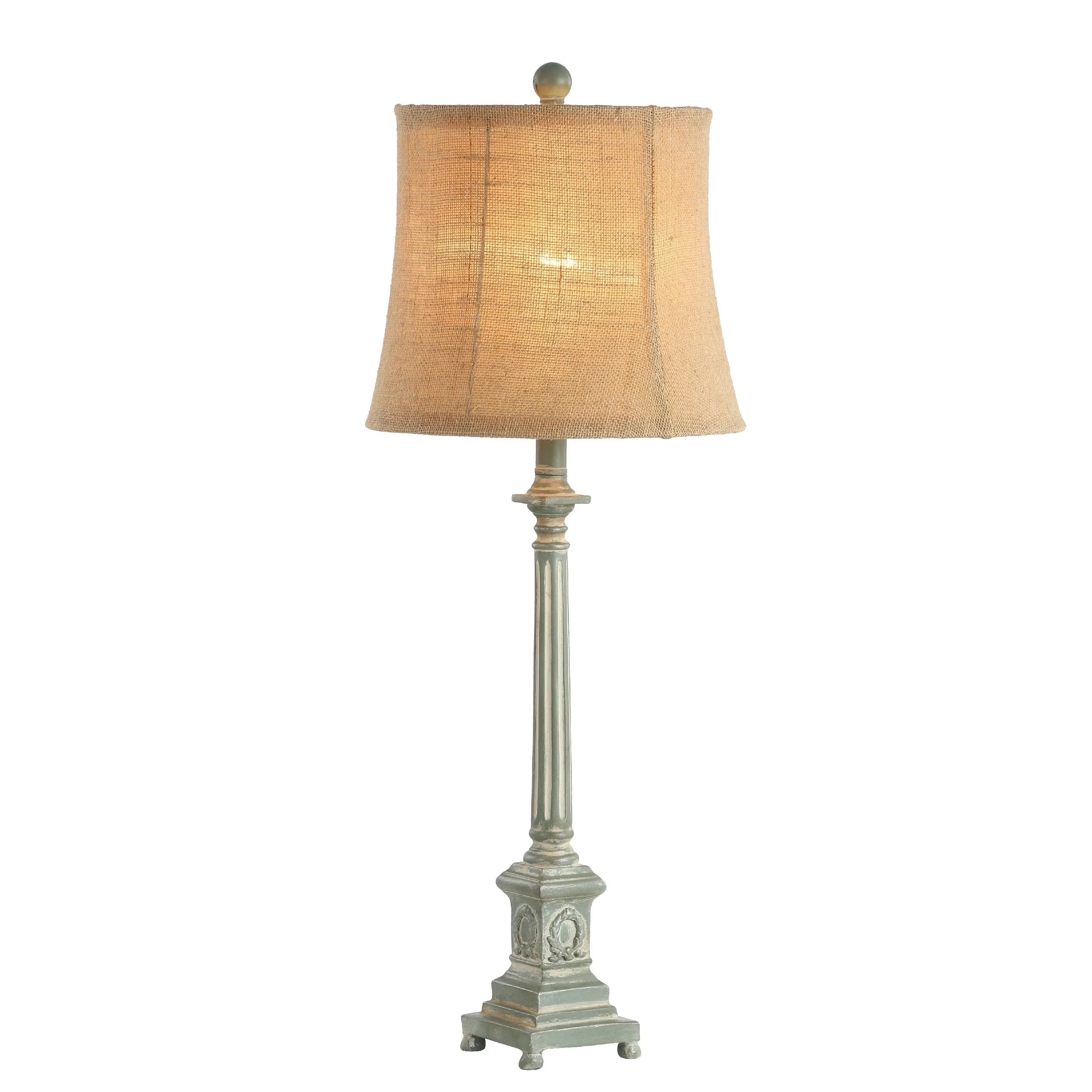 Professional Table Lamp with LED, Energy Efficient, Brown Solid Print Shades - Resin Blue Model 9C3A3C