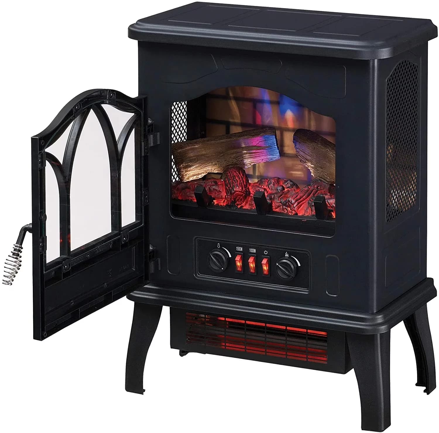 Durable Portable And Electric Space Heater with Adjustable Flame, Modern - Spcc, Abs, Metal Model 59881C