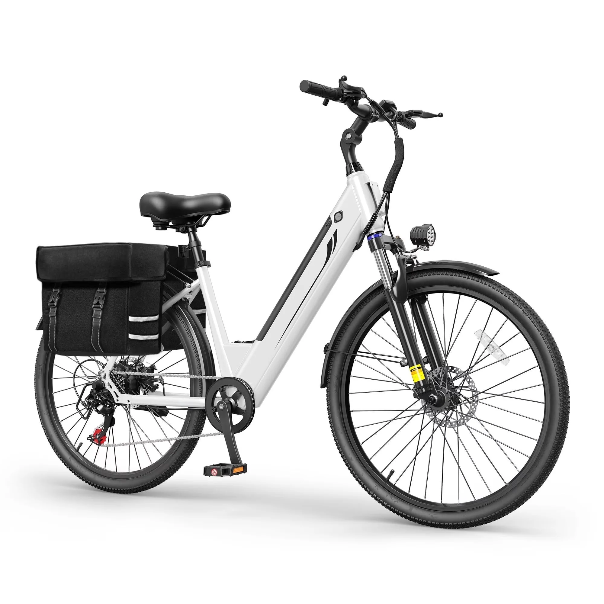 Efficient Electric Bike with Battery, 1200W, 26" - White - Modern Design Model BDDCB5