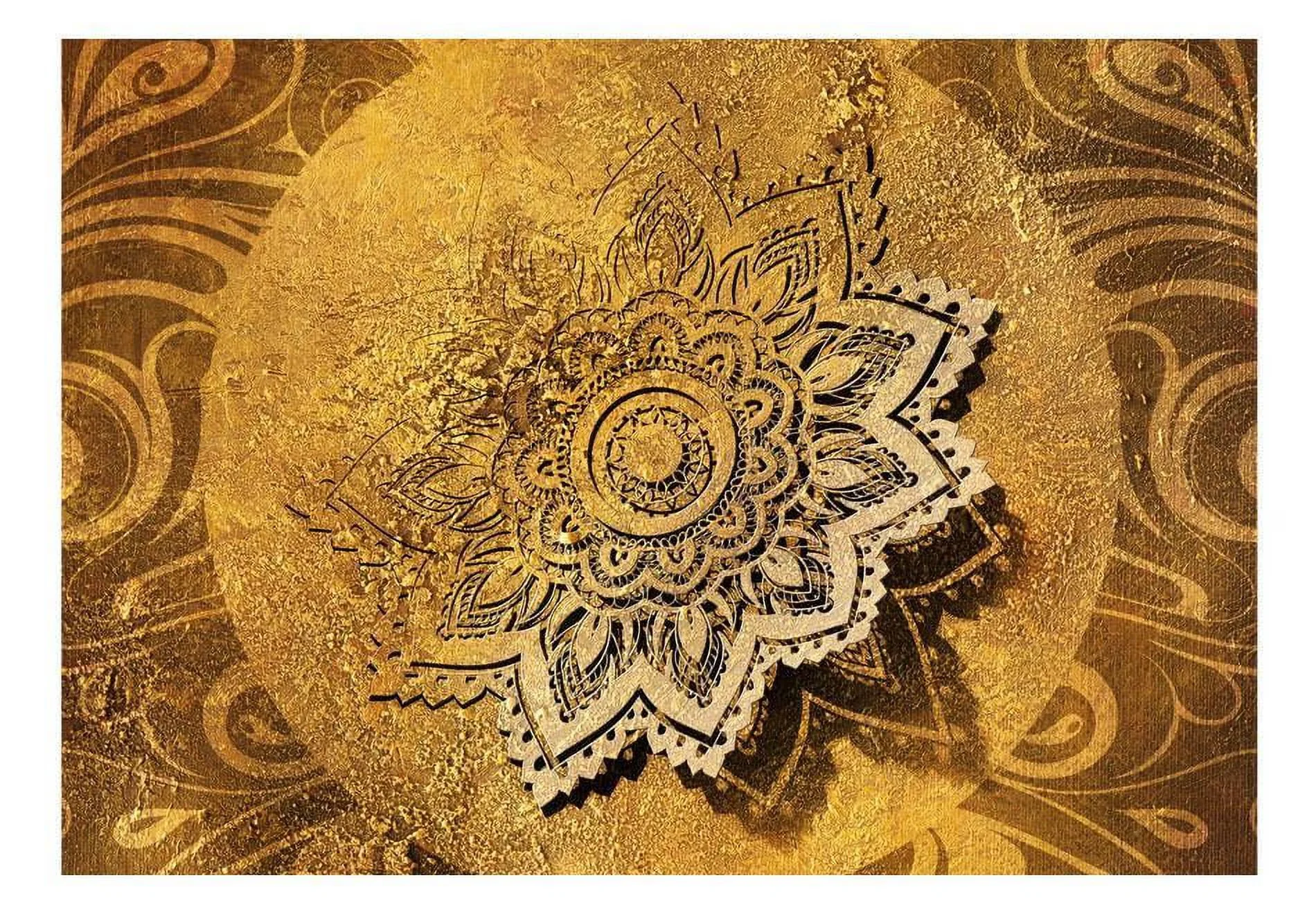 Quality Wallpaper with Removable Wall Decals, Golden Mandala - 77"Wx55"H Model EDEA23