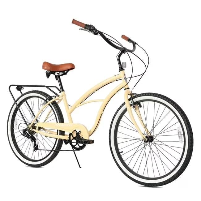 Durable Cruiser Bike with Adjustable Seat, Bora 26 Inch 7 Speed Beach Bikes - Multicolor Model 5CFEA7
