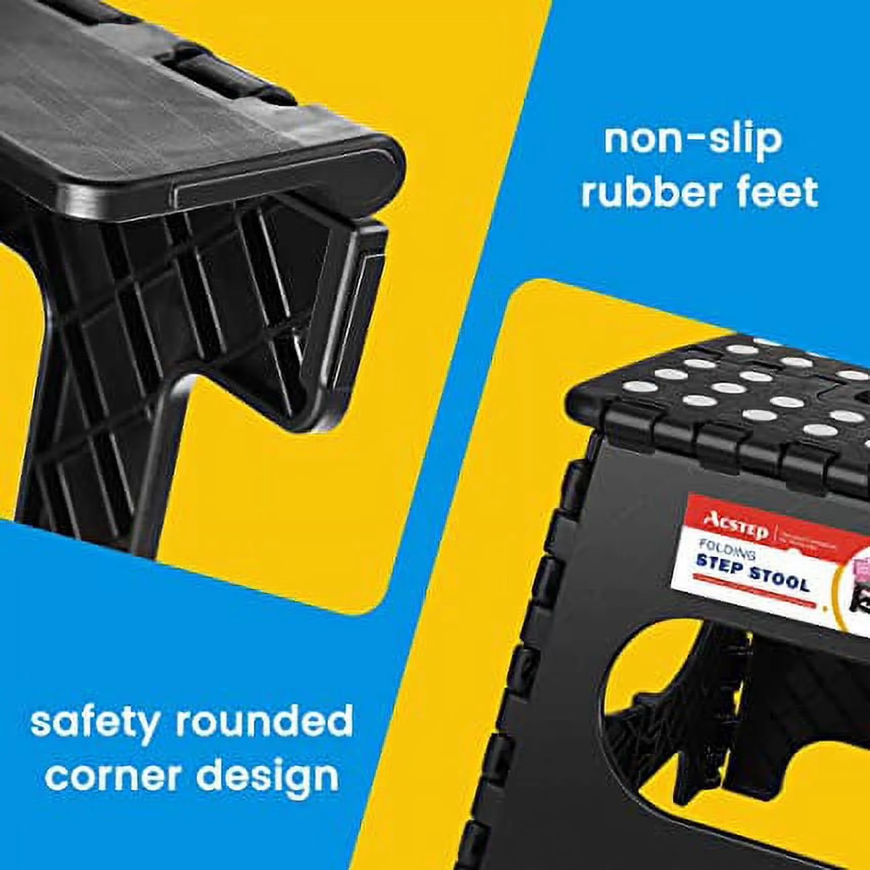 Modern Ladders And Step Stool with Foldable, Anti-Slip - Plastic Black Model 02A4AC