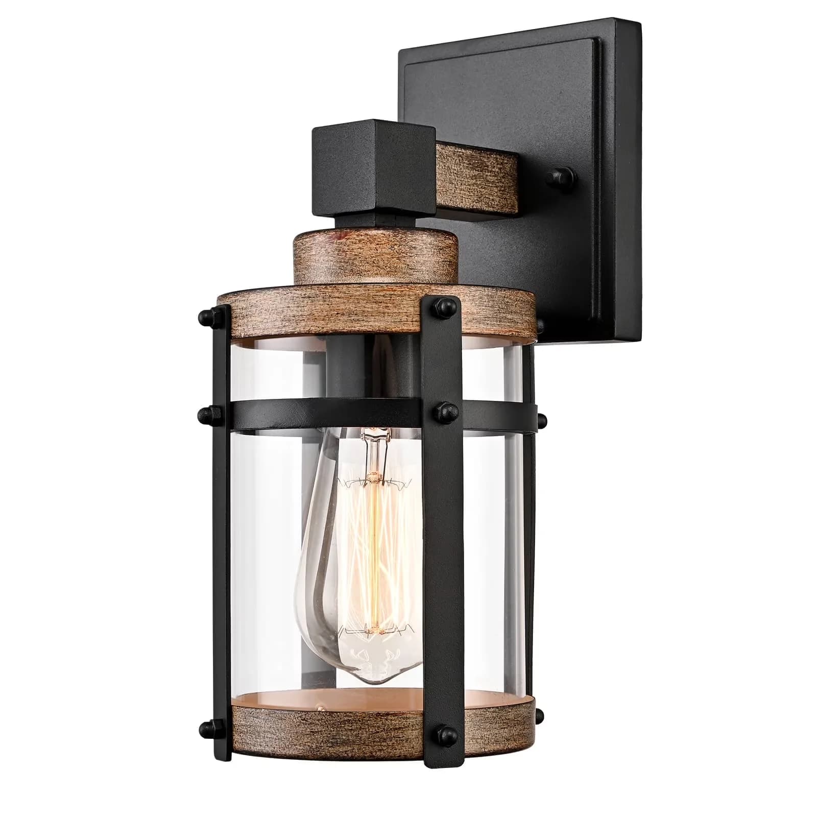 Versatile Led Lighting with LED, Energy Efficient, Farmhouse Black Outdoor Wall Sconce - Metal Black Model 41846E