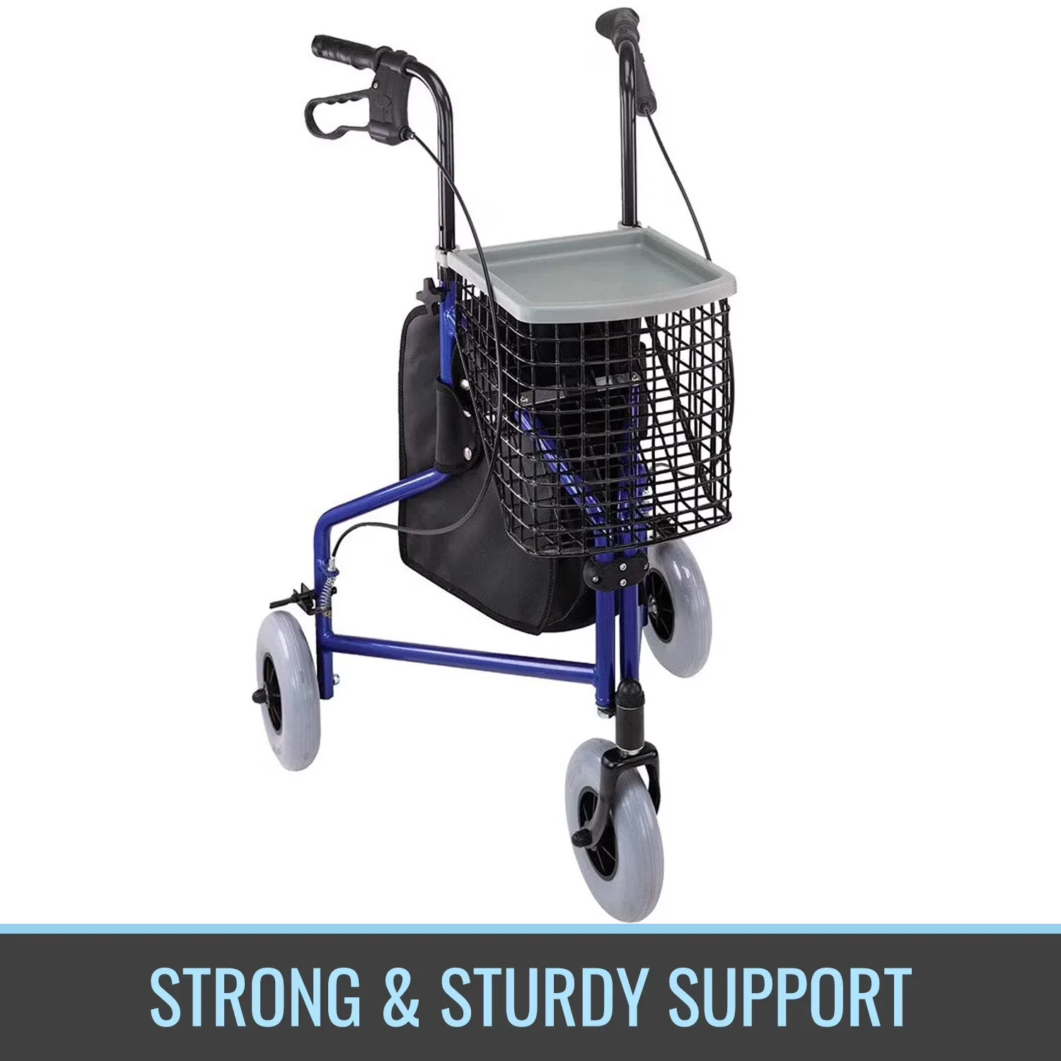 Stylish Scooter with Foldable, Swivels, Folding Rollator Walker - Blue Aluminum Model 6AD1C7
