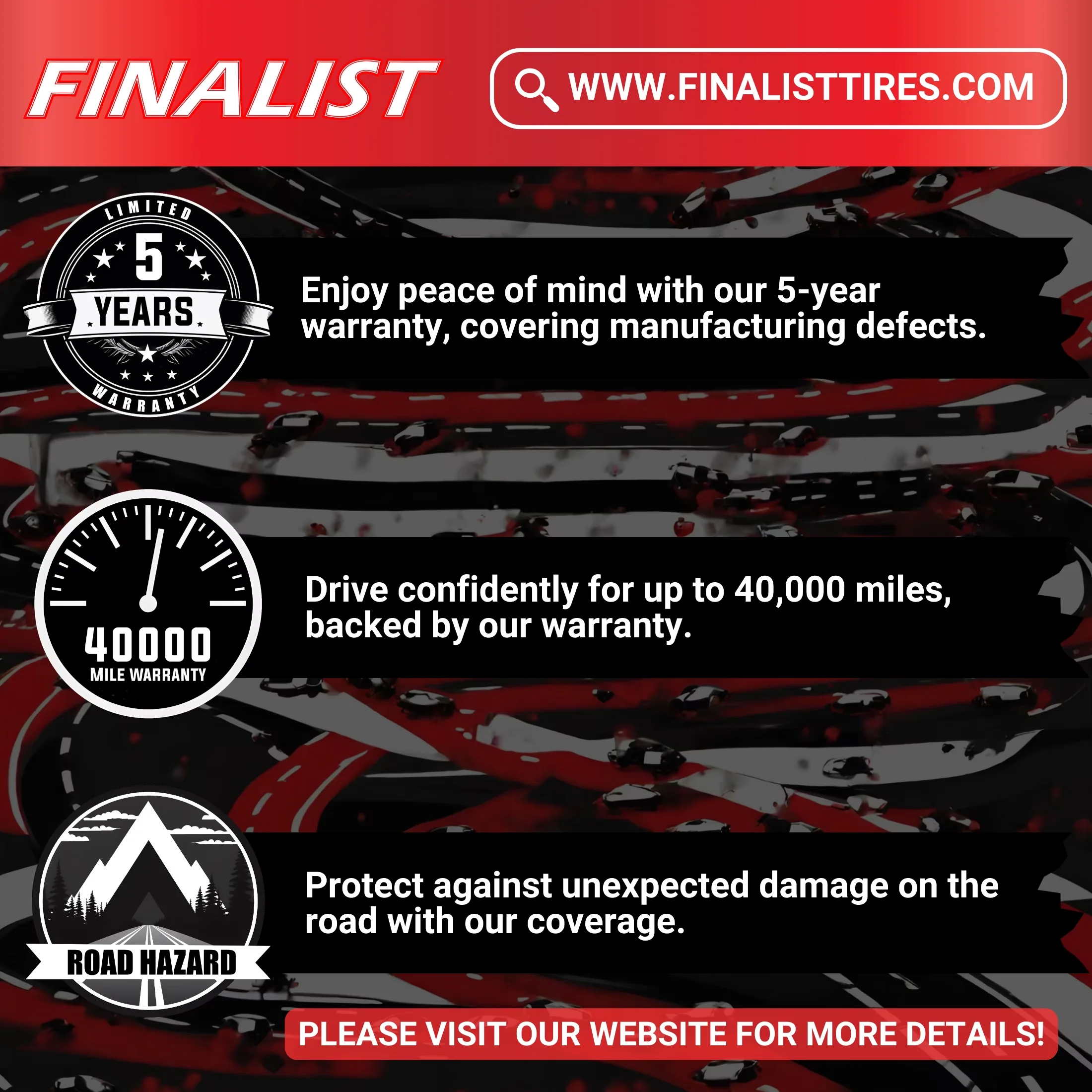 Classic Car Tire with 97W, Fits Multiple Makes And Models - UN108 - Industrial Grade Model C7C763