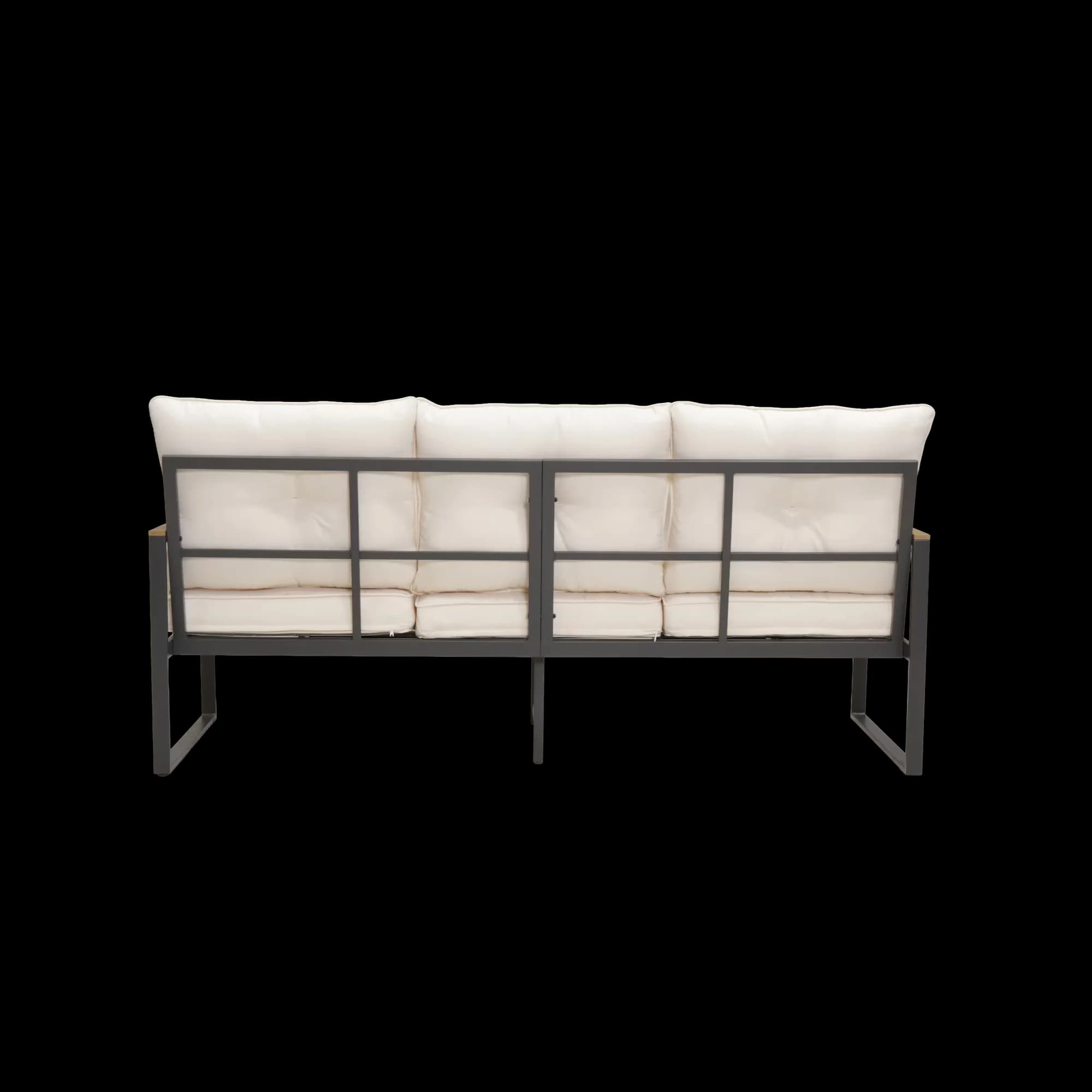 Innovative Patio Conversation Set with Metal 3-Seat Couch, Thick Cushions - Beige Steel for Garden Model 4F03EE