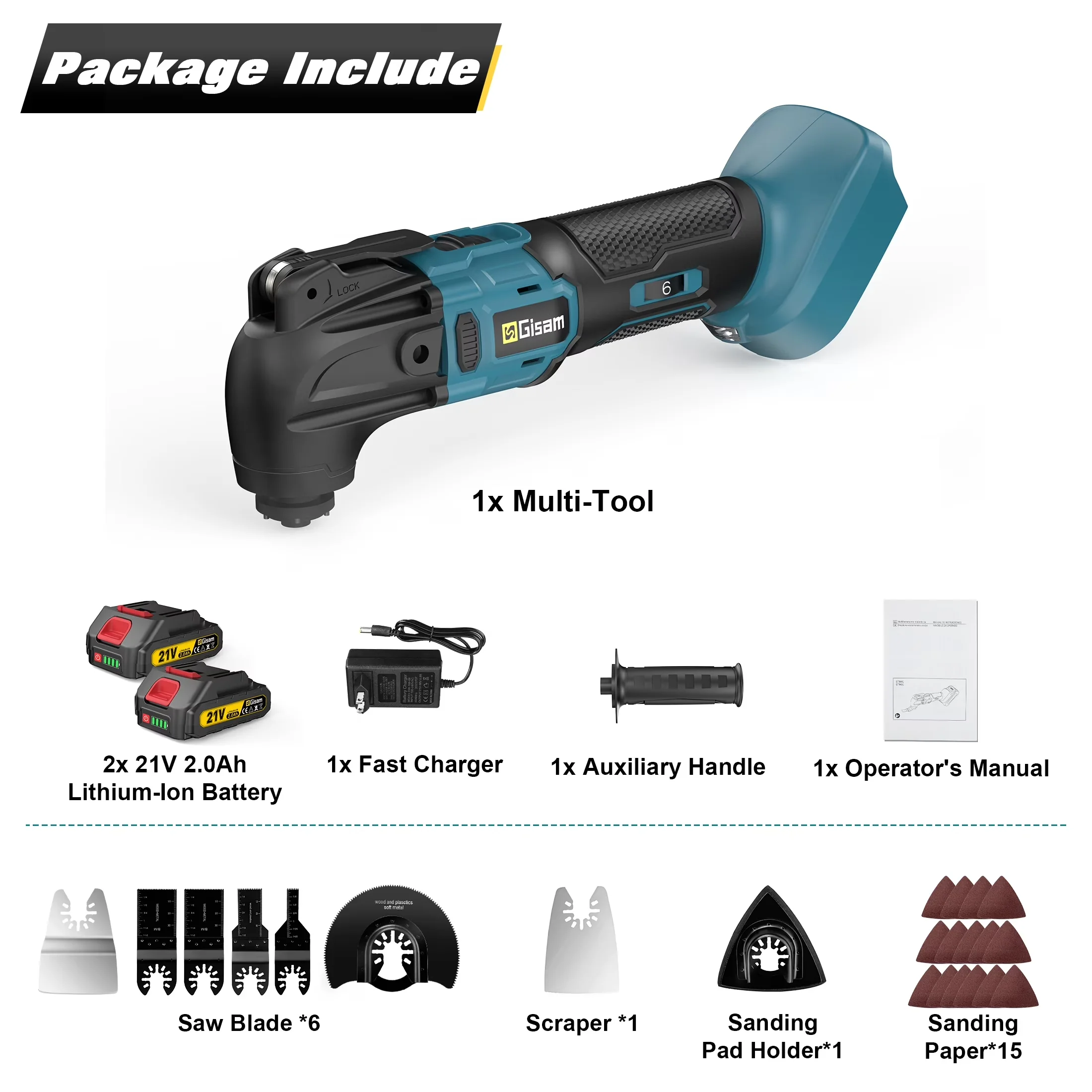 Classic Woodworking with Battery, 21V, 21V Max Cordless Oscillating Multi-Tool - Blue Model C7F95A