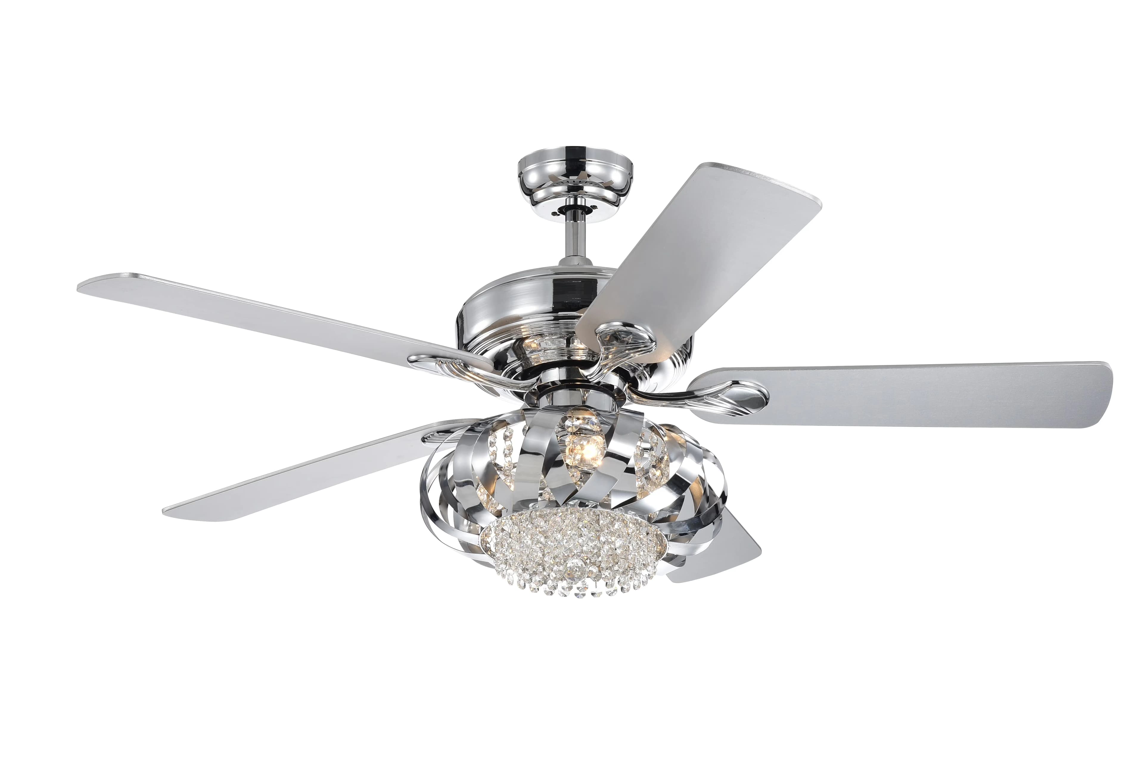 Innovative Ceiling Fan with LED, Remote Controlled - Silver Glass;Metal Model B52001