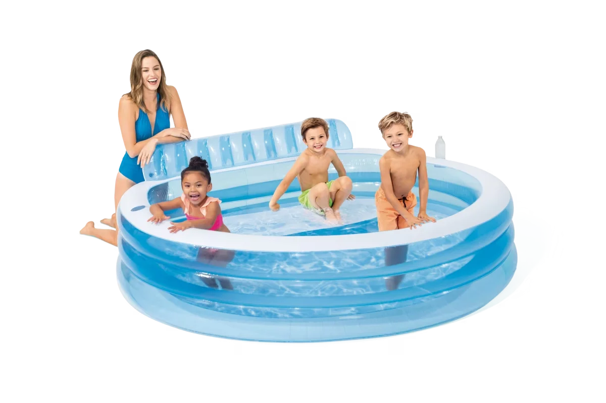 Essential Inflatable Pool with Puncture Resistant, Swim Center Family Lounge - Blue Model DB06D4