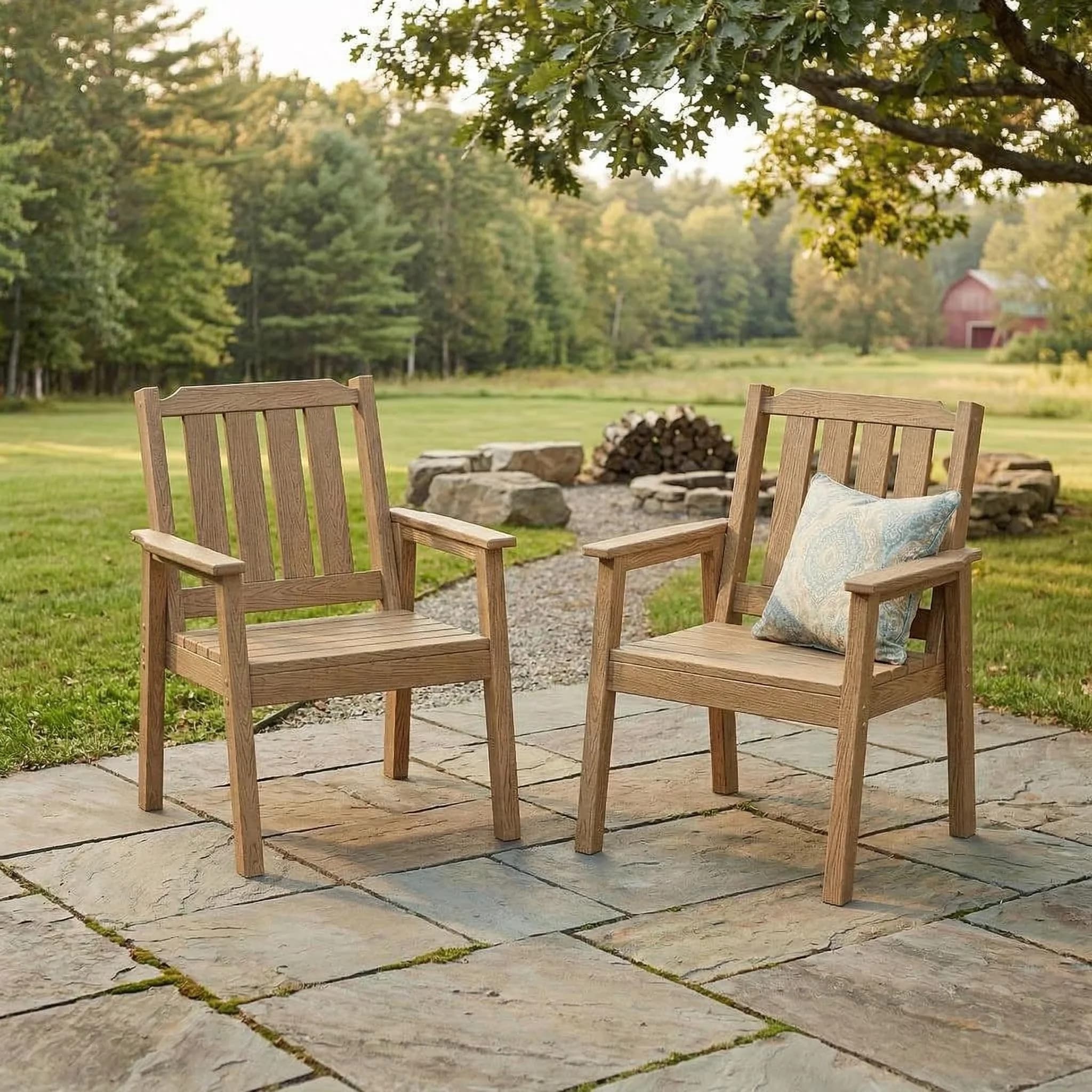 Reliable Patio Chair with Fade Resistant, Outdoor Dining Chairs Set of 2 - Plastic Natural Model 06C16E