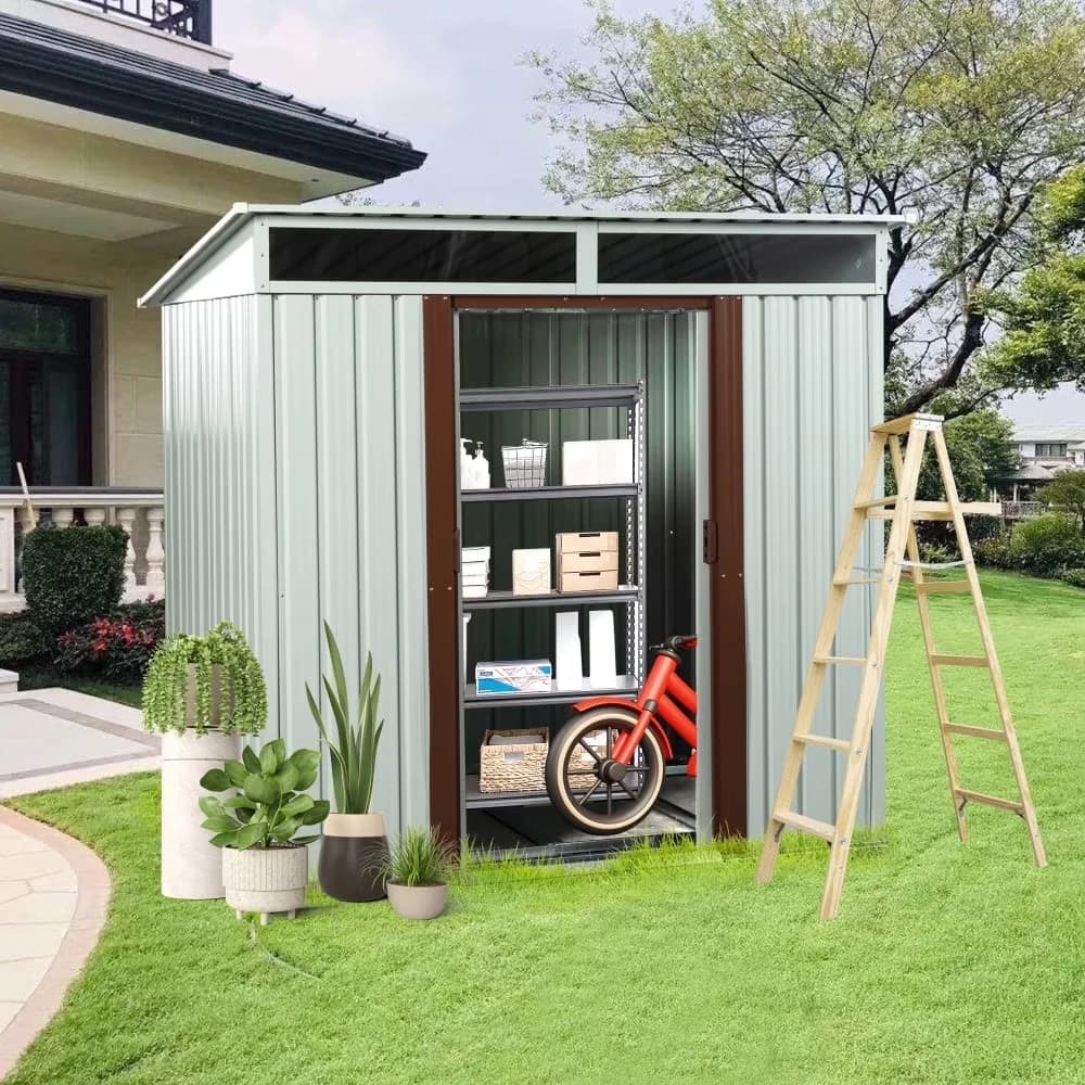 Efficient Shed with Uv Resistant, Ideal - Iron White for Outdoor 6ft - Quality Construction Model 4D8F2F