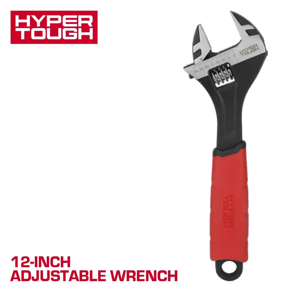 Hand Tool Quality with Adjustable, 12-inch Wide Jaw Adjustable Wrench, Dual Material Comfort Grips - Red 12-INCH Model CC6329