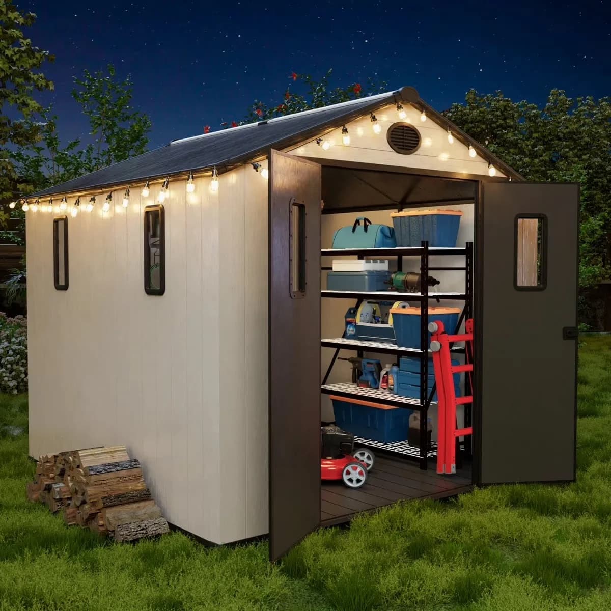 Sleek Shed with Water-Resistant, Uv Resistant, 8ft×8ft Outdoor Spacious Resin Storage - Gray Resin Model 9E52B9