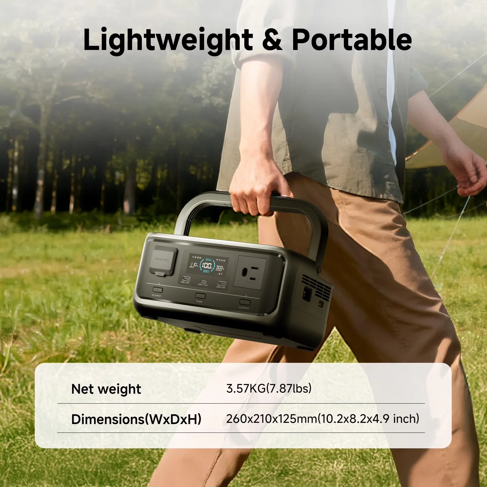 Generator Sleek with 100W, Digital Display, P300 Solar - Black for Rv, Camping Model 3568C1