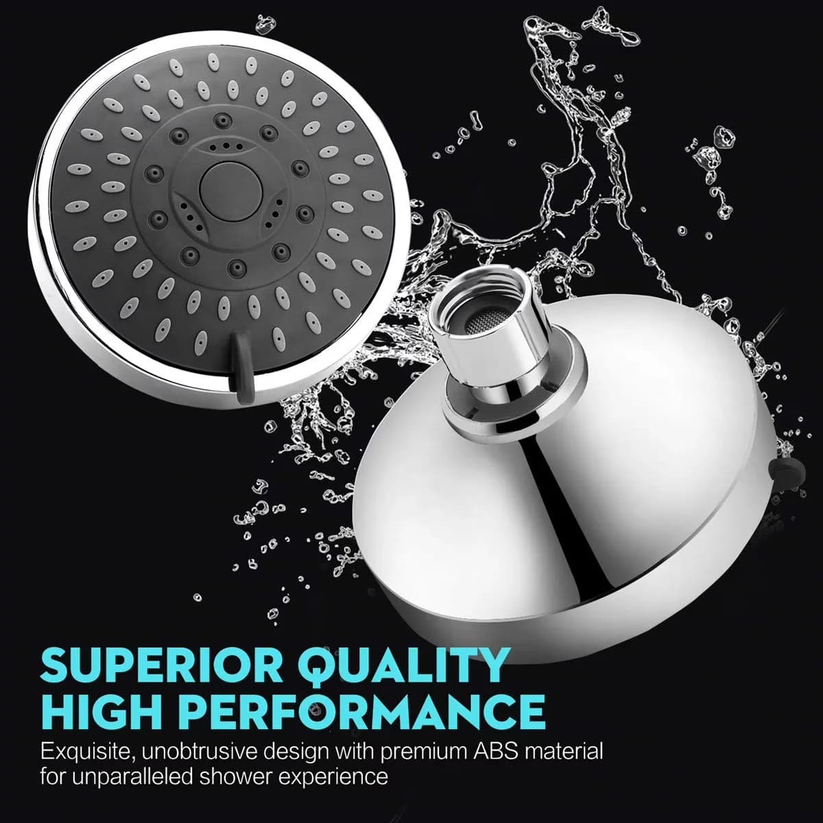 Durable Shower Head with Adjustable Angle, High Pressure, 5-Spray Settings Fixed Mount 4-Inch - Brass Model 0015DC