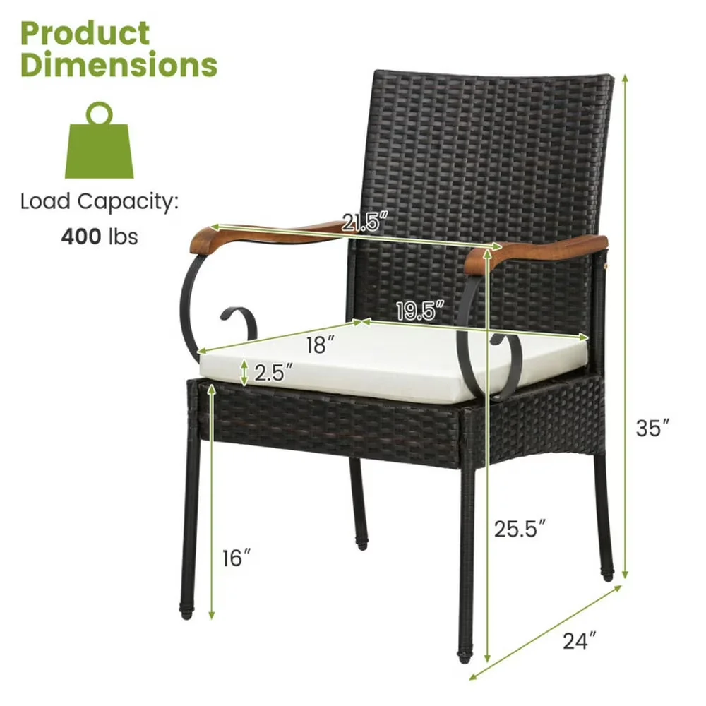 Durable Patio Dining Set with Modern, Color:Natural, Black, Mix Brown - Brown Acacia Wood, Metal, Pe Rattan, Polyester, Spray-Bonded... Model 8739FA
