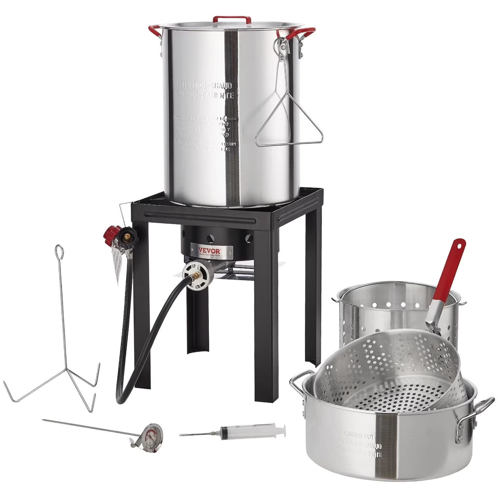 Outdoor Fryer Quality with 54000 BTU, Heat Resistant Handle, Perforated Poultry Rack - Aluminum Model 898D26