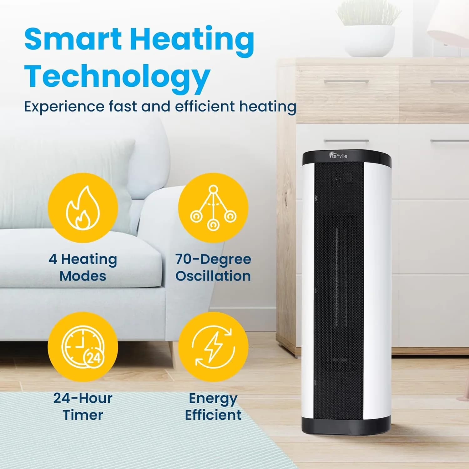 Essential Portable And Electric Space Heater with 1500W, Remote & Digital Thermostat - Black Model E37E38