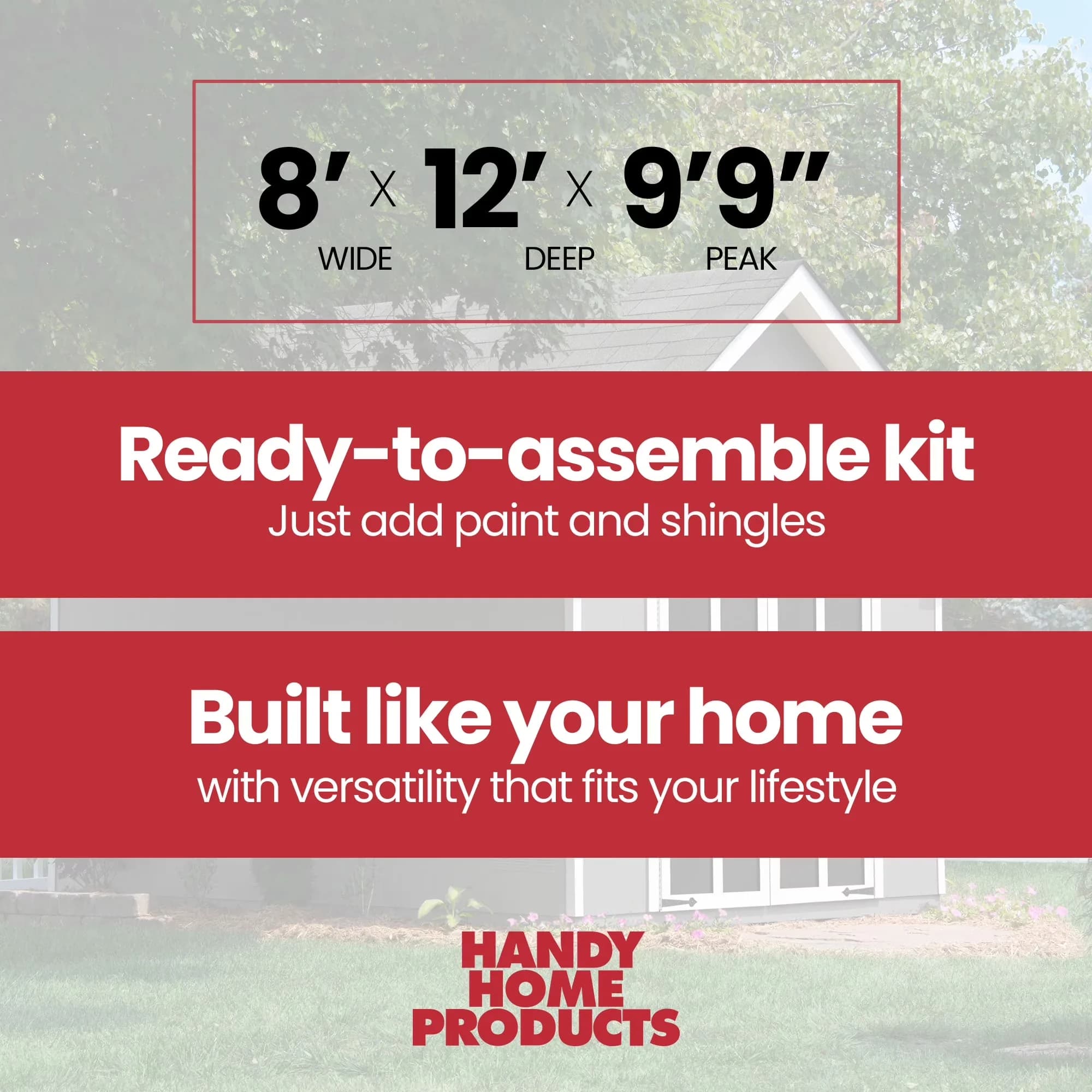 Shed Quality with Paintable - Brown Wood 8 ft - Space-Saving Design Model C0789F