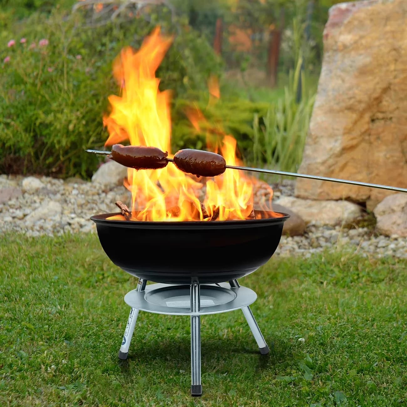 Charcoal Grill Premium with Foldable, Rust Resistant - Black Stainless Steel for Outdoor Model 58D911