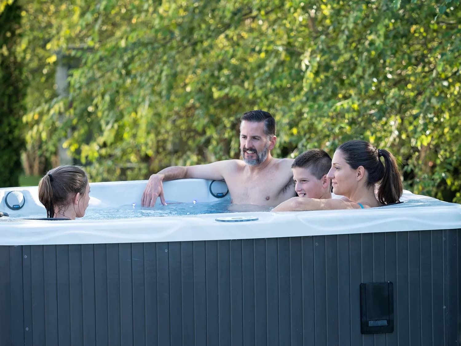 Versatile Hot Tub with Insulated, Ideal, 31 Therapy Jets and Digital Controls - Brown Model F2F39D