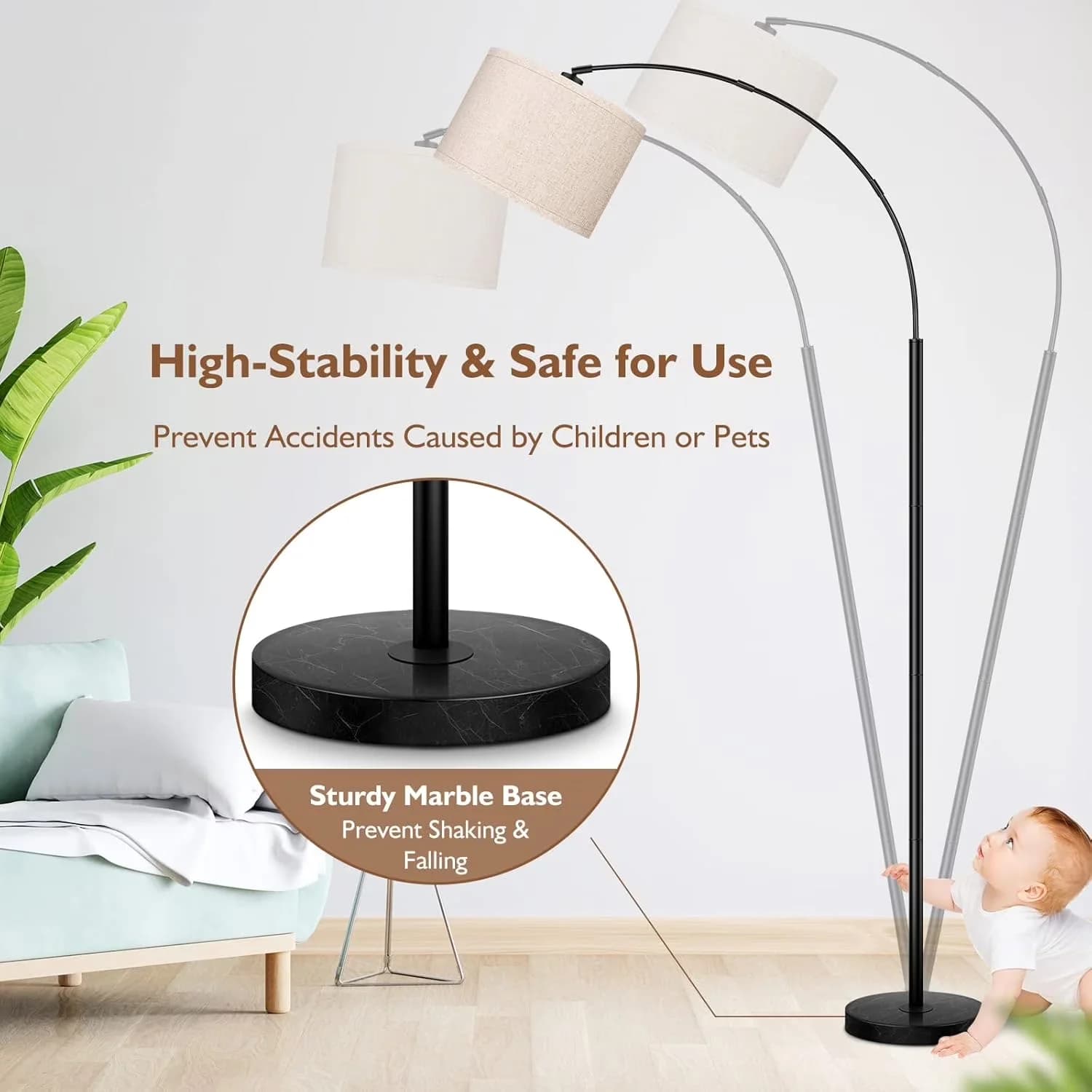 Innovative Floor Lamp with LED, Modern, Energy Efficient - Metal Beige Model 31D2FB