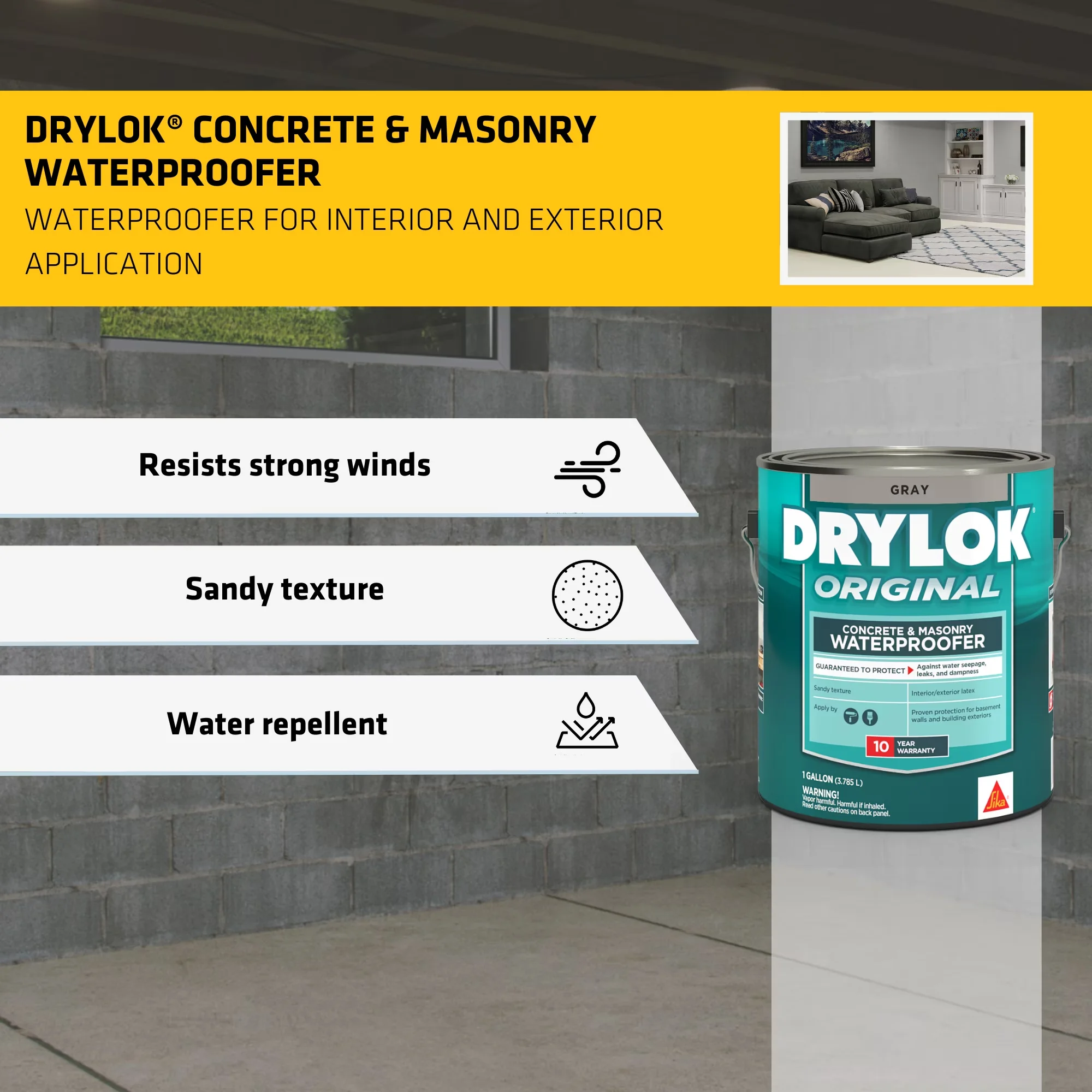 Efficient Building Material with Waterproof, Gray -Basement & Masonry Waterproofer - Gray Model F2FFB0