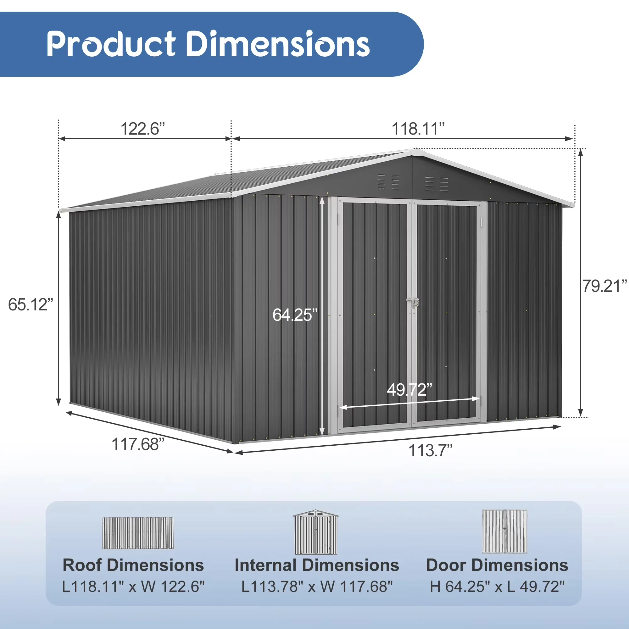 Compact Shed with Rust Resistant - Black Metal 10x10 for Everyday Use Model DD3E97
