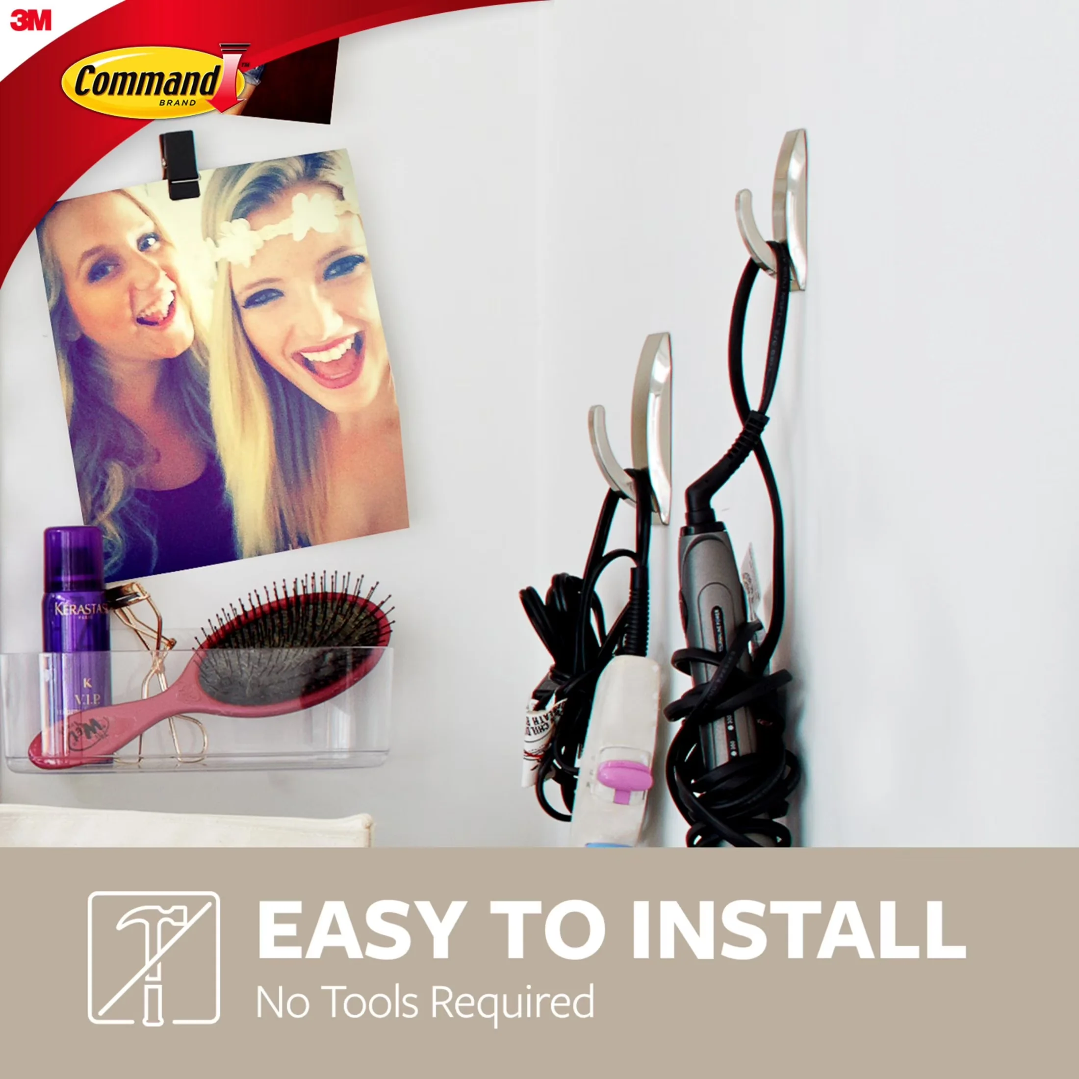 Efficient Damage-Free Hanging with Easy Installation, Wall-Mountable, 1 Wall Hook - Metal Bronze Model C1515C