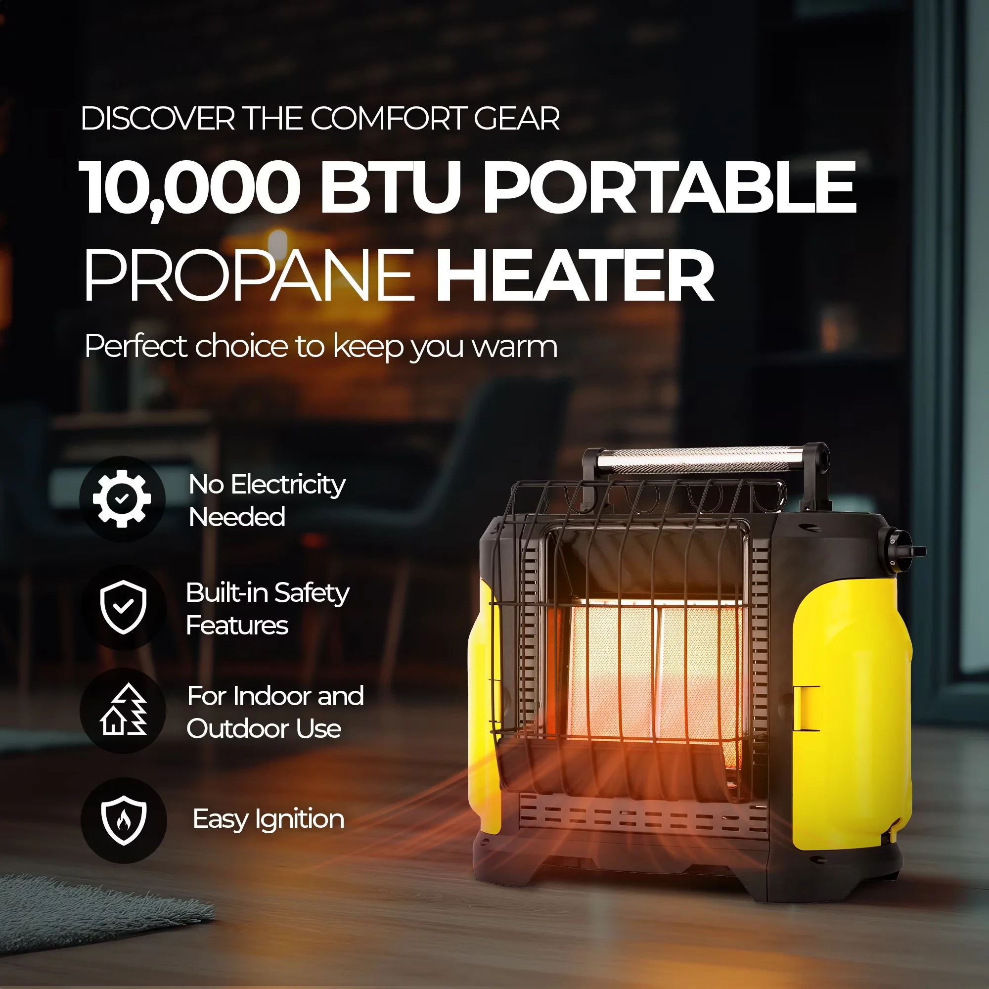 Modern Portable And Electric Space Heater with Automatic Shutoff, Material: Plastic, Indoor/Outdoor - Black Model CEA738