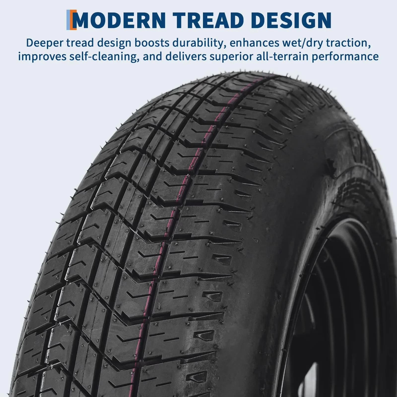 Lawn Mower Tire Modern with 14 in Rims Load Range C 6PR Black - ST205 - Professional Series Model 4CD3E9