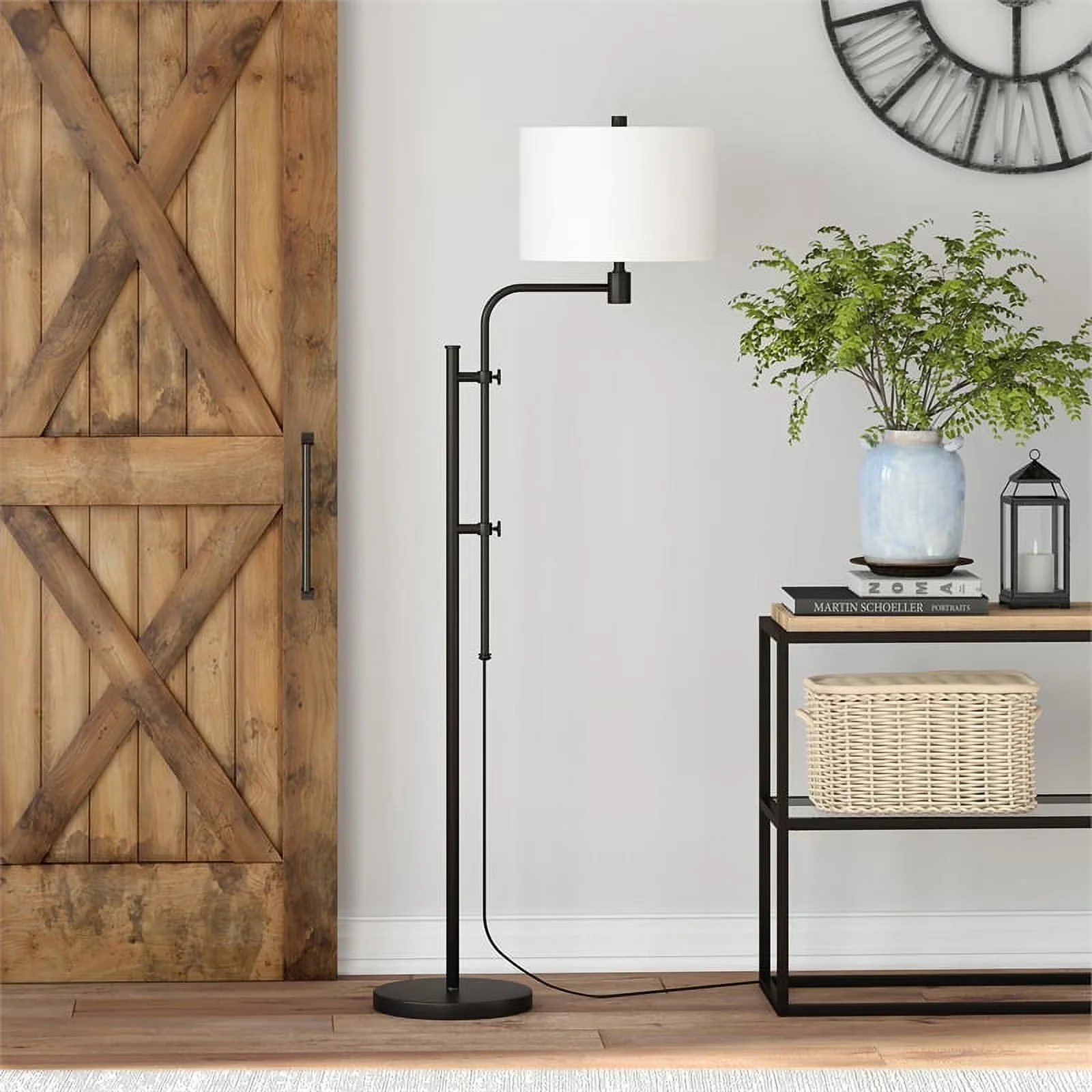 Durable Floor Lamp with Incandescent, Traditional, Adjustable Height - Black Metal Model 09575E