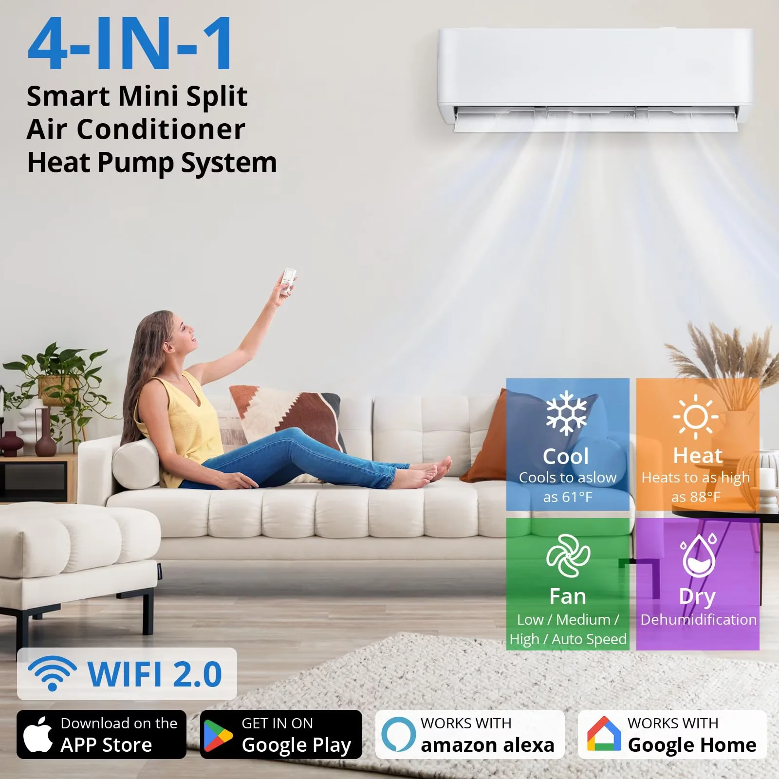 Reliable Air Conditioner with 18000 BTU, 208V, Mini Split AC/Heating System - White Model 29709B