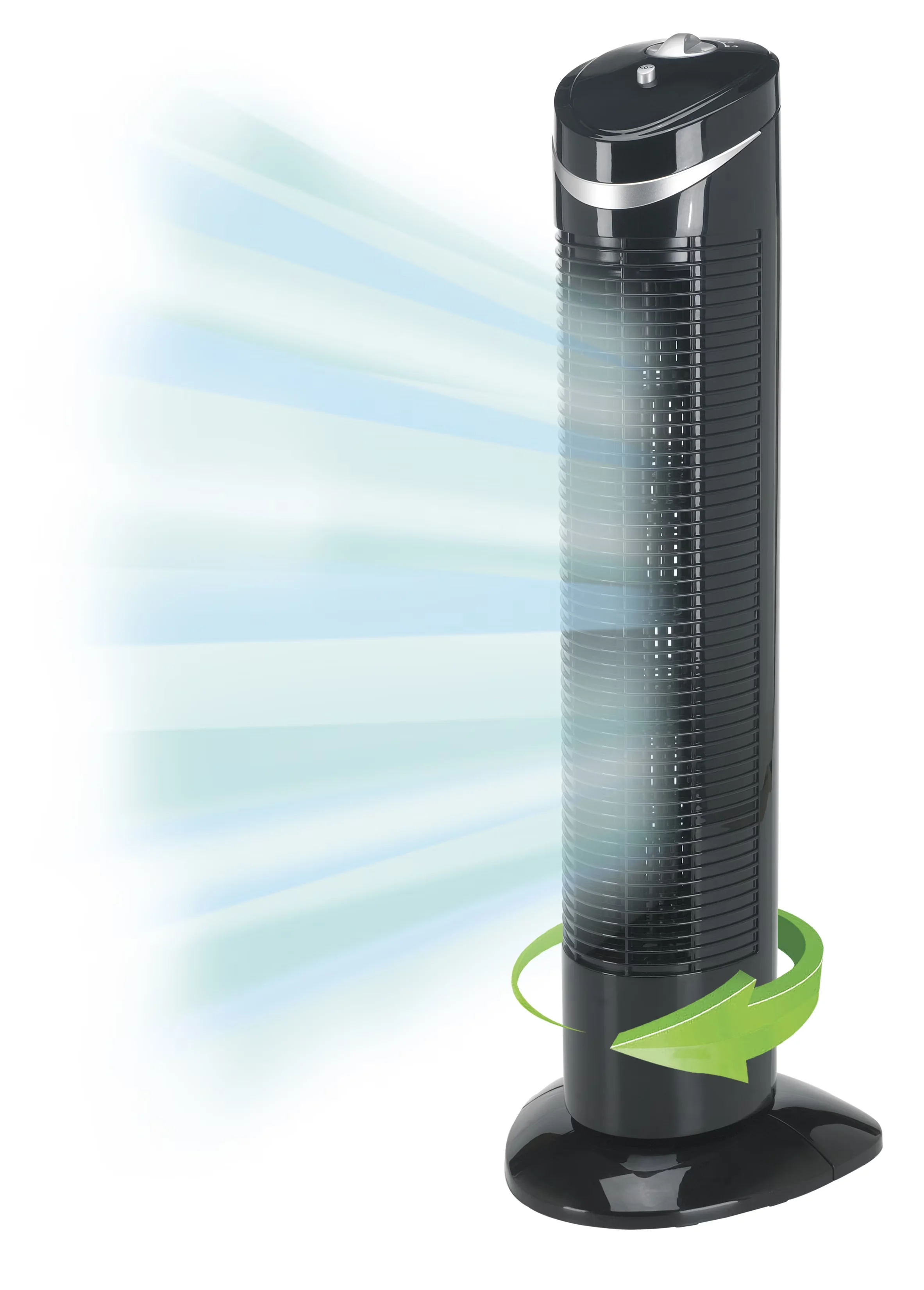 Fans In Cooling Professional with Oscillating, New, DIMENSIONS - 10.24 x 10.24 x 29.33 in - Plastic Black Model 9E9A75