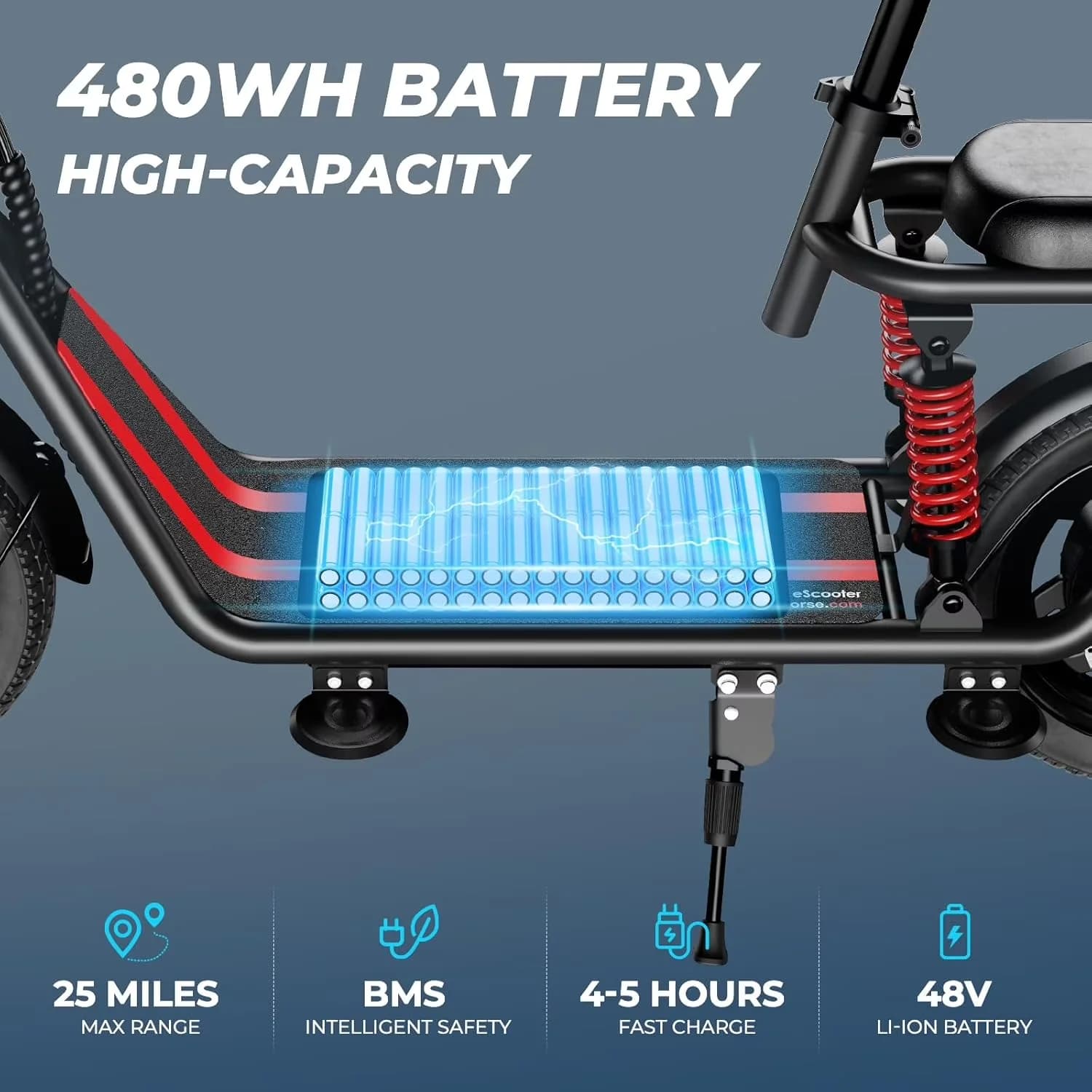 Essential Scooter with 850W, Integrated Seat, Foldable - Black Alloy Steel Model 11FCE9