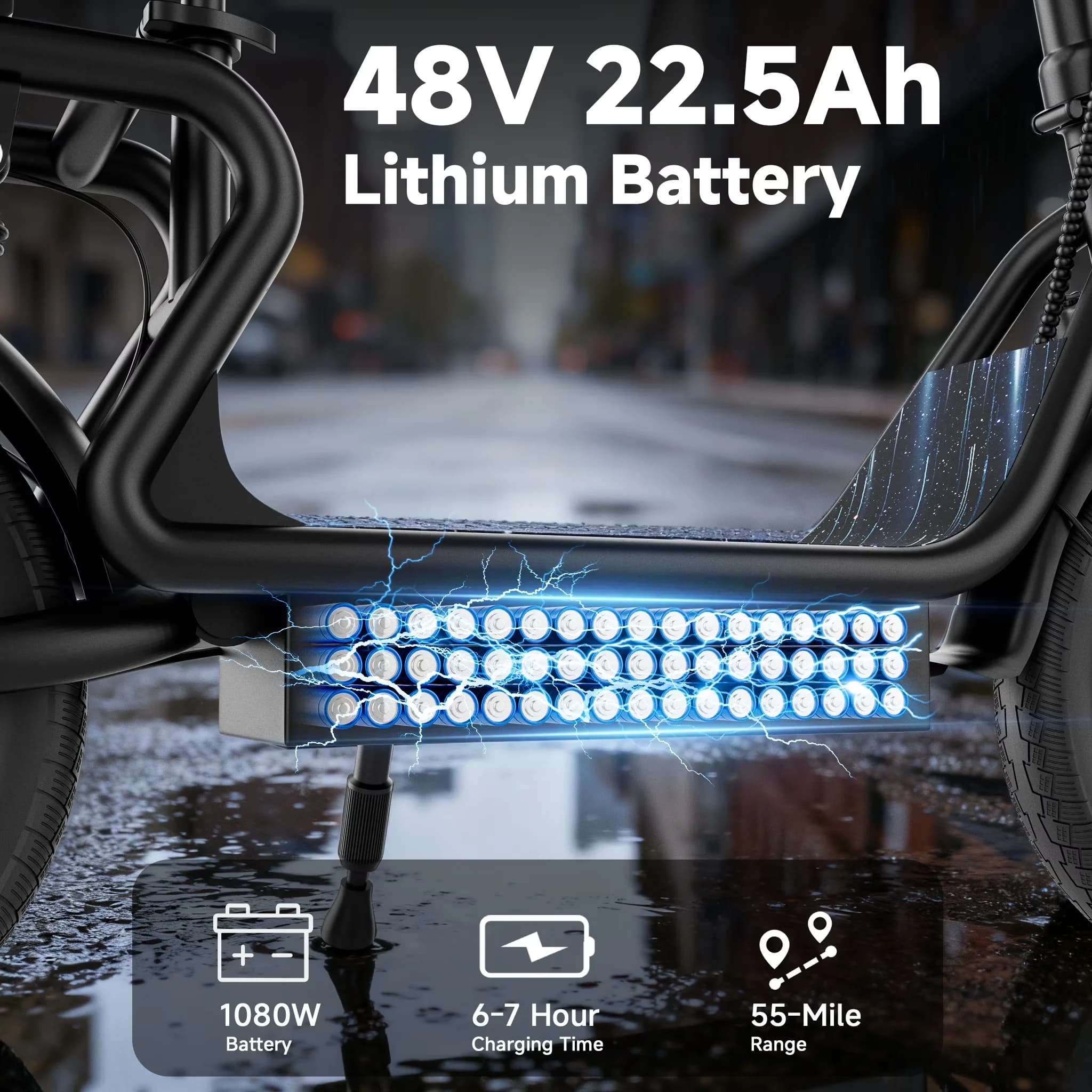Scooter Compact with 48V, High-Performance Electric - Black High Manganese Steel Model 547FCF