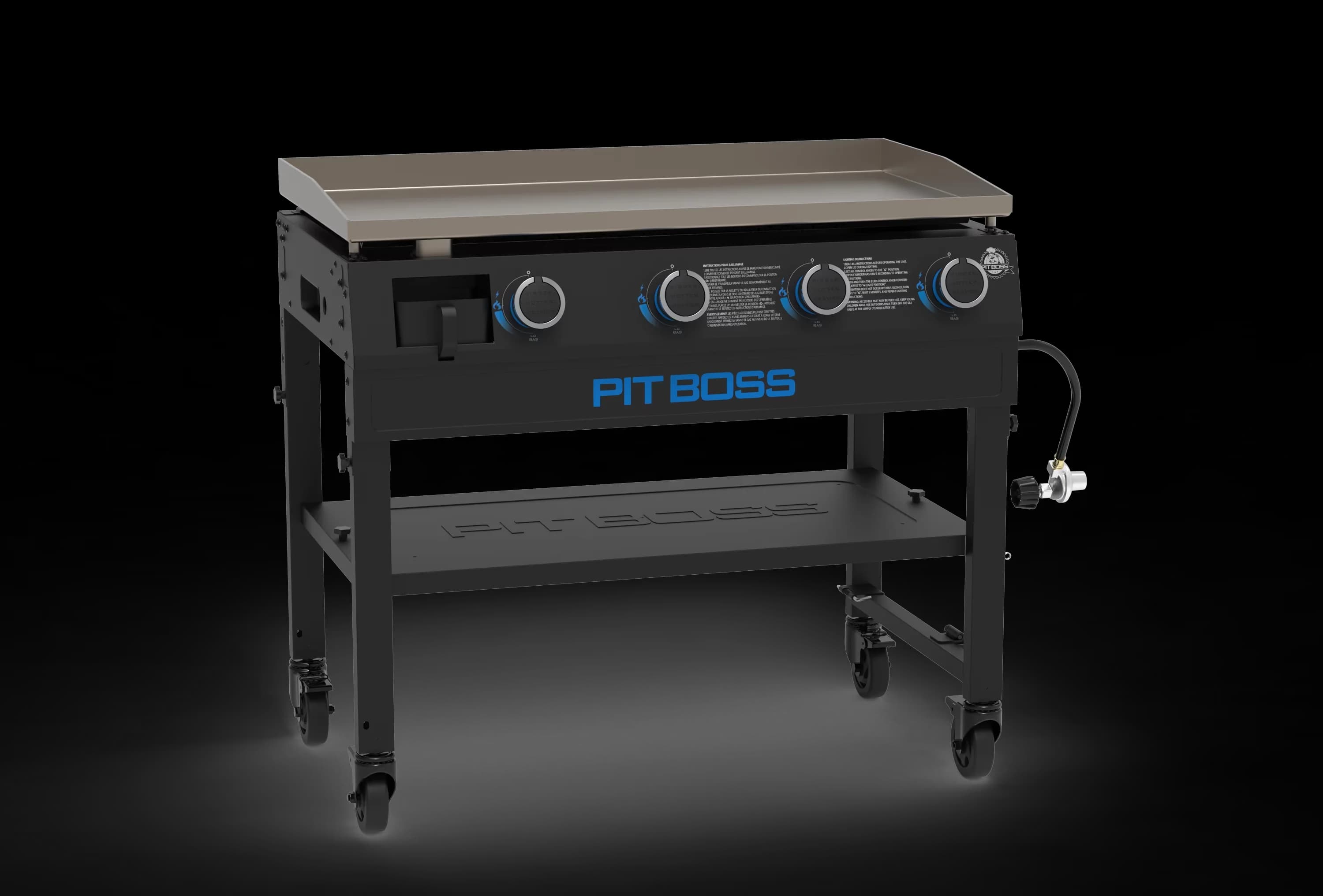 Professional Gas Grill with Foldable Legs, Portable, Grease Pan - Steel Black Model EEADA4