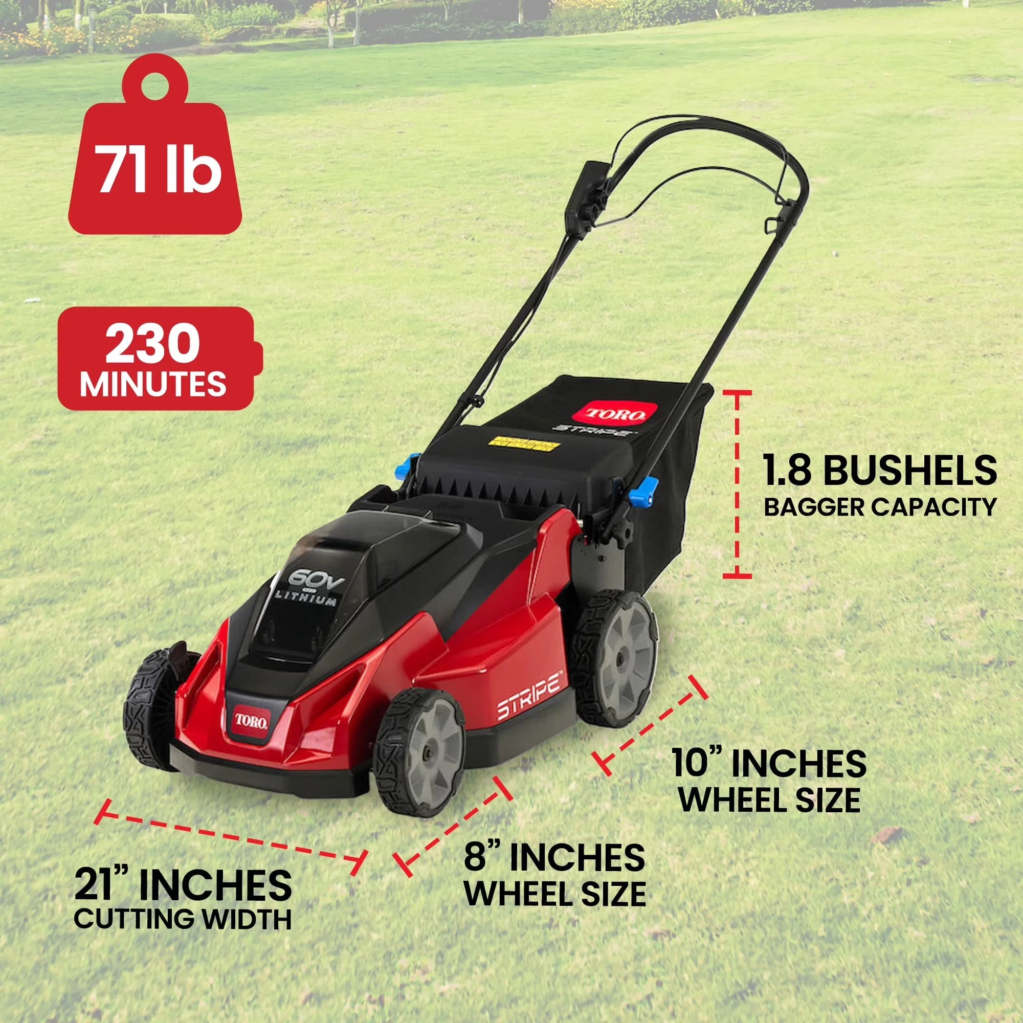 Modern Push Mower with Battery - Black 21 - Contemporary Style Model 6A6D2A